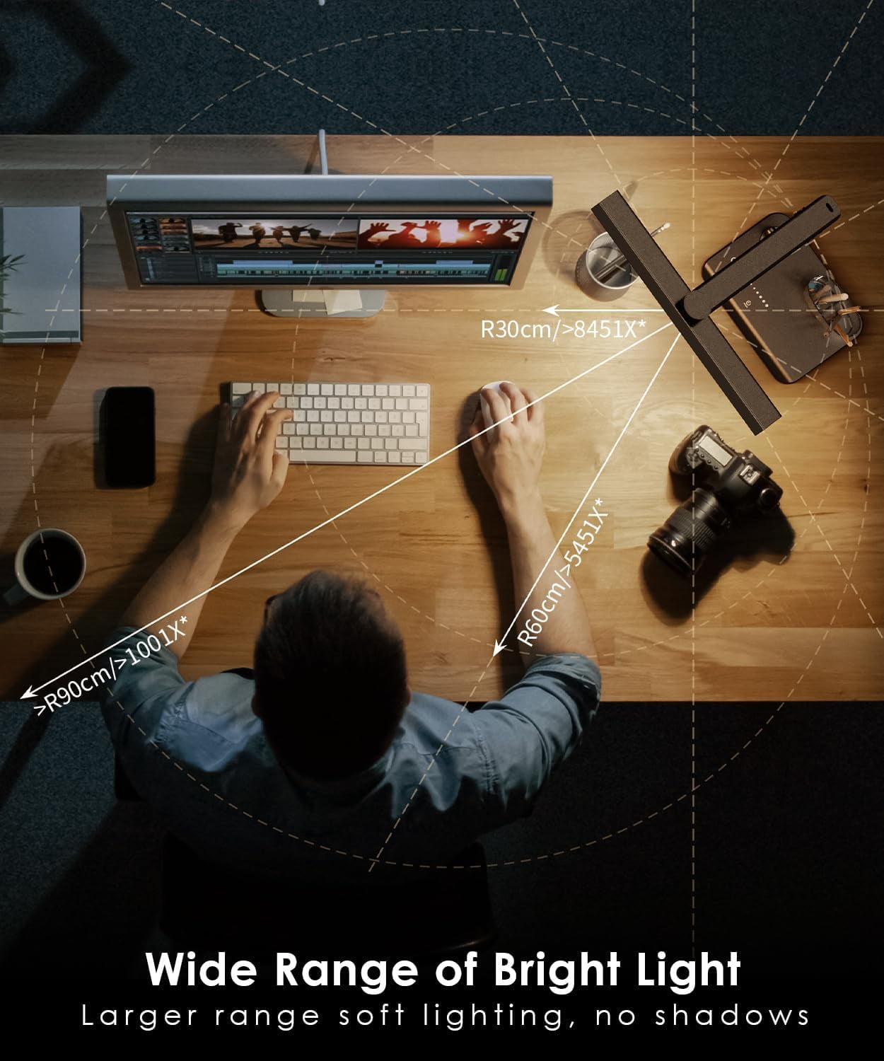 Hyper-Tech LED Desk Lamp with USB Charging Port, Eye-Caring Dimmable Table Light, 5 Color Modes, Foldable Design (White, 15 in) 4mftz