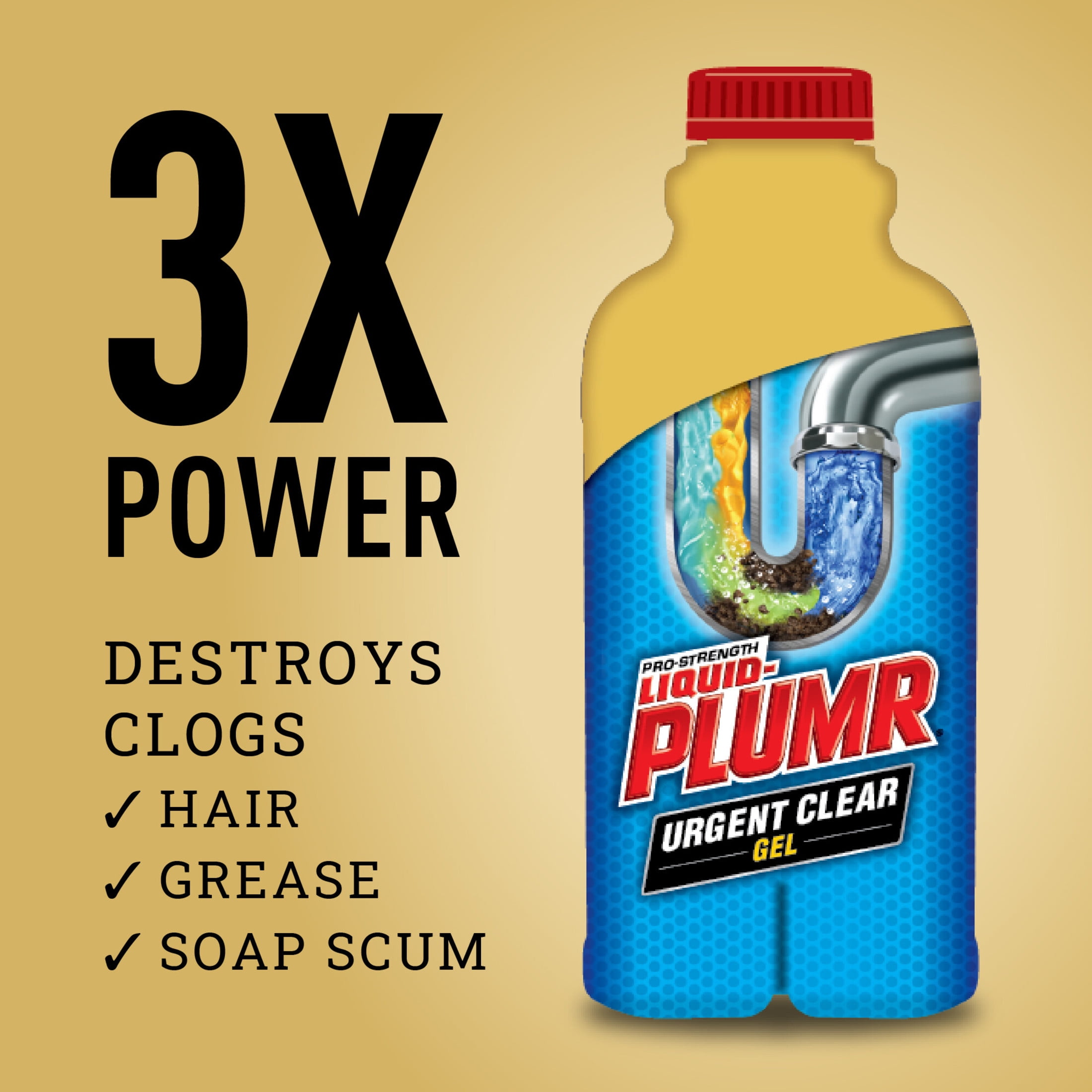 Liquid-Plumr Urgent Clear Drain Clog Remover Gel (Clear, 17 fl oz) ymx8p