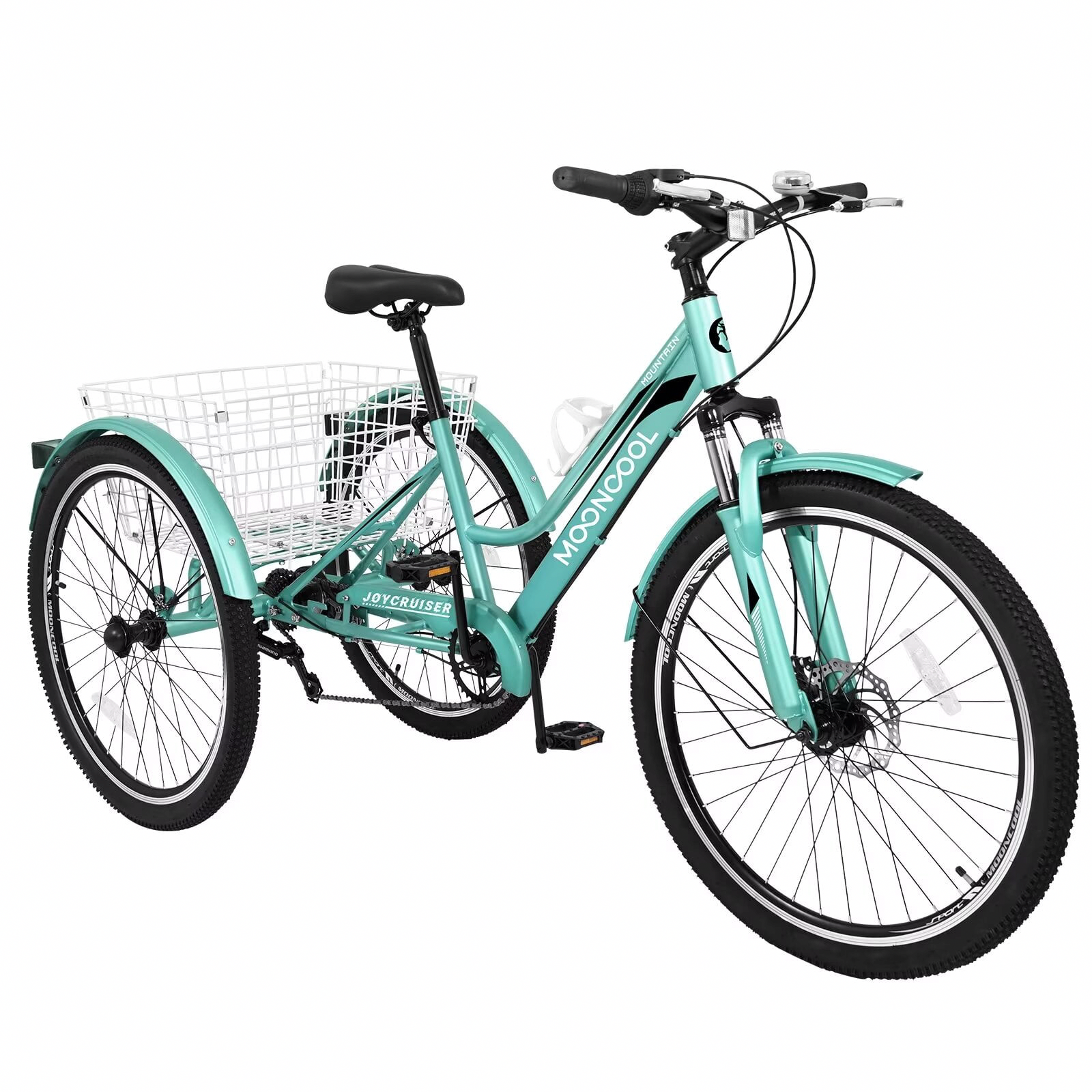 MOPHOTO Adult Mountain Tricycle 7-Speed Heavy Duty 3-Wheeled Bike with Large Storage Basket (26 in) 3qlsg