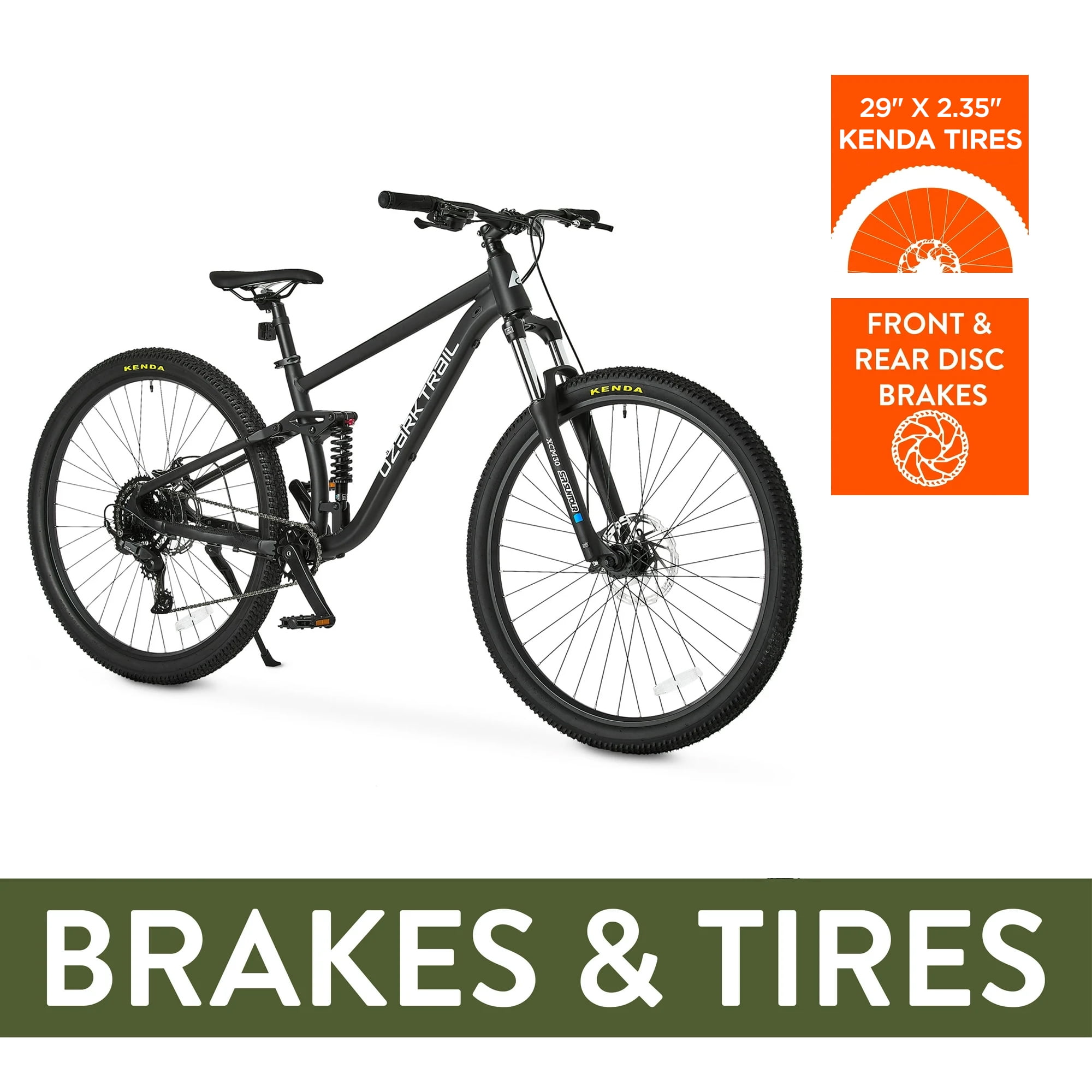 Ozark Trail 29 in FS.2 Slalom Full Suspension Mountain Bike (Black, Medium Frame) nxb8o