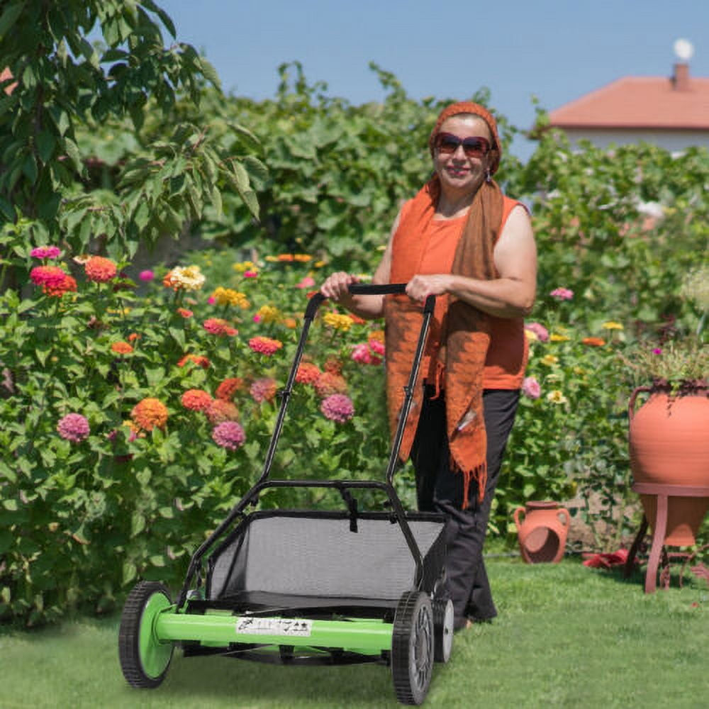 Generic Manual Reel Mower 5-Blade Push Lawn Mower with Adjustable Cutting Height (Black, 20 in) 4zzk6