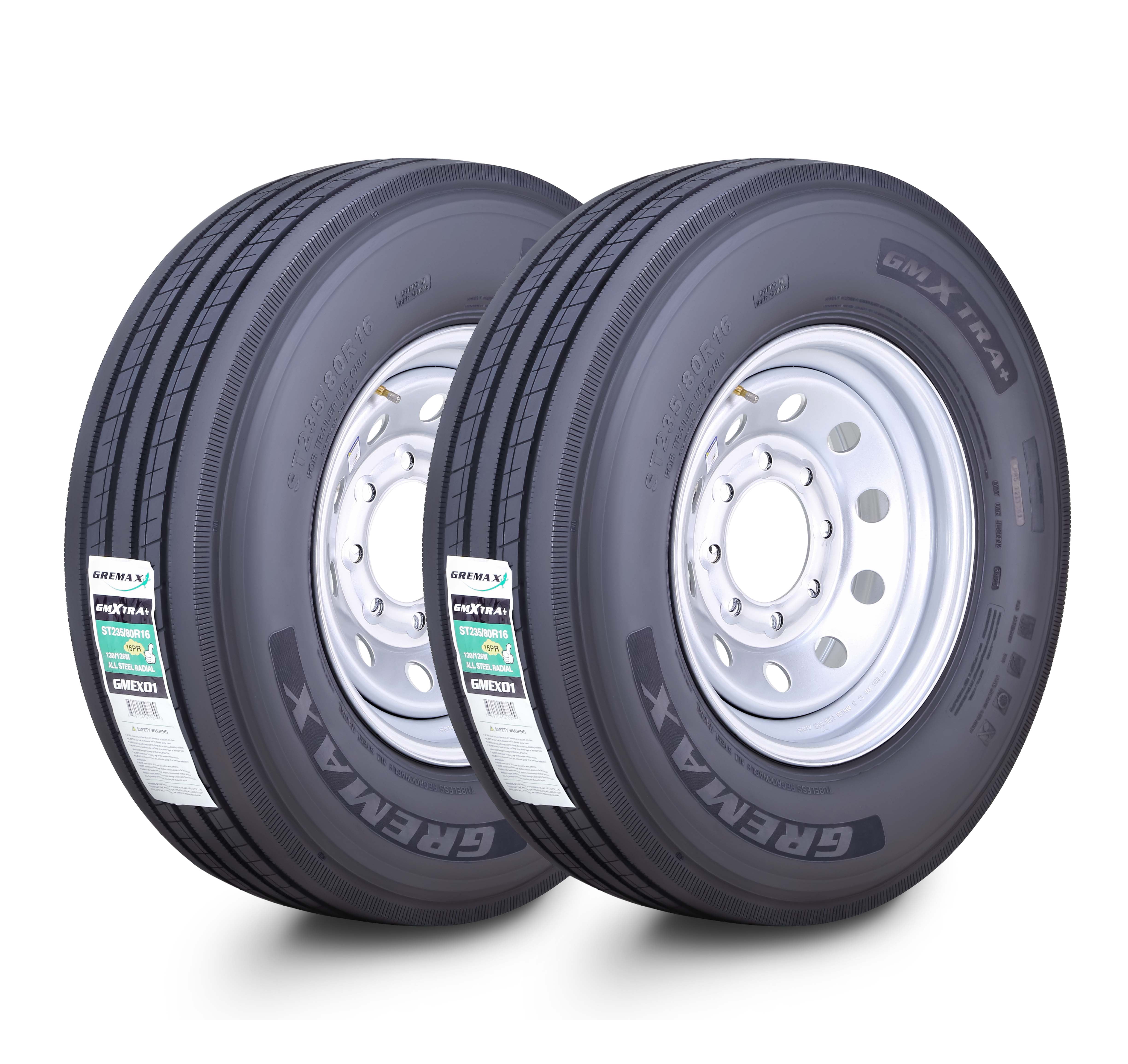 Gremax ST235/80R16 All Steel Trailer Tire and Wheel Assembly (Silver, 2-Pack) wqcil