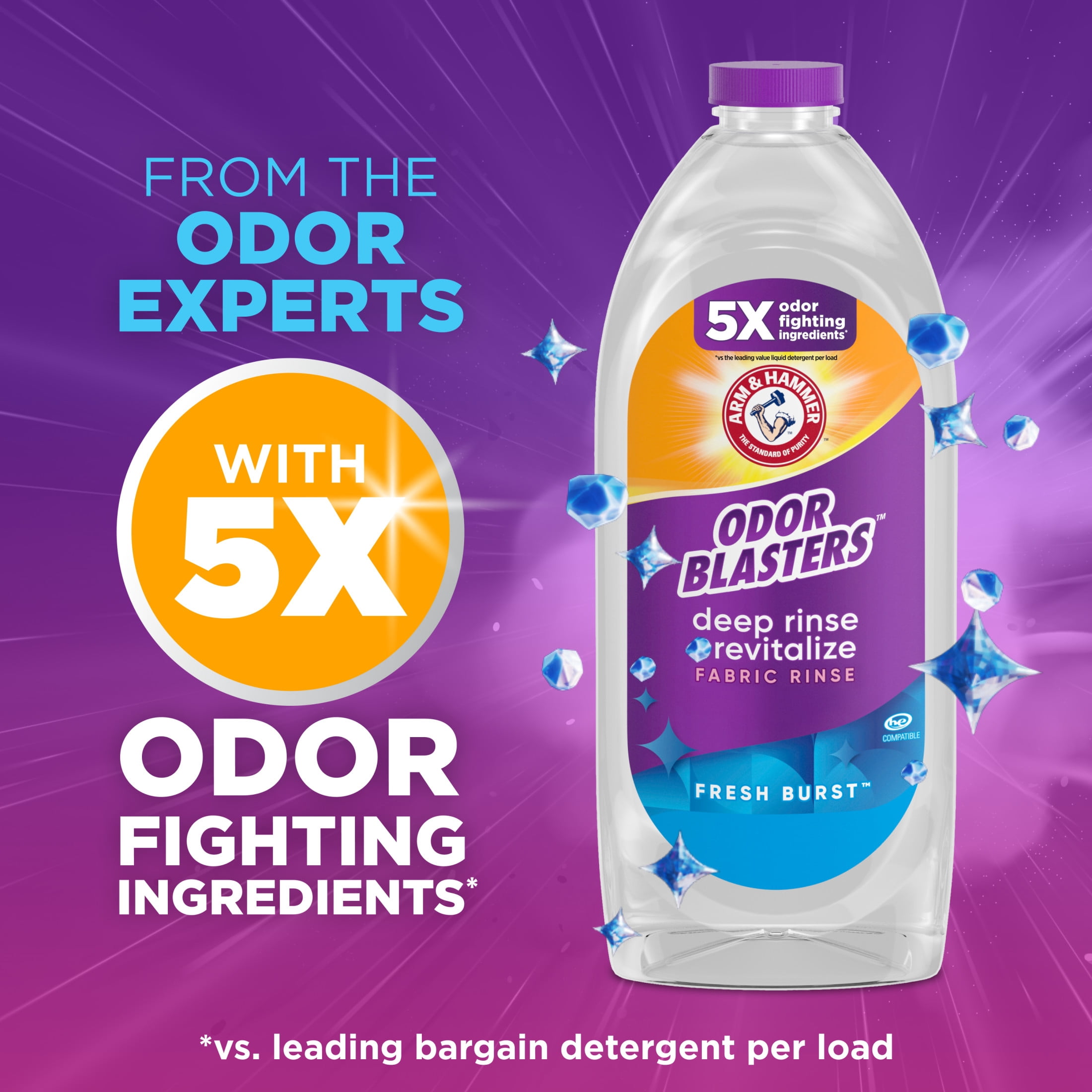 ARM & HAMMER Odor Blasters Deep Rinse and Revitalize Fabric Rinse, Fresh Burst (28 fl oz) wpvmj