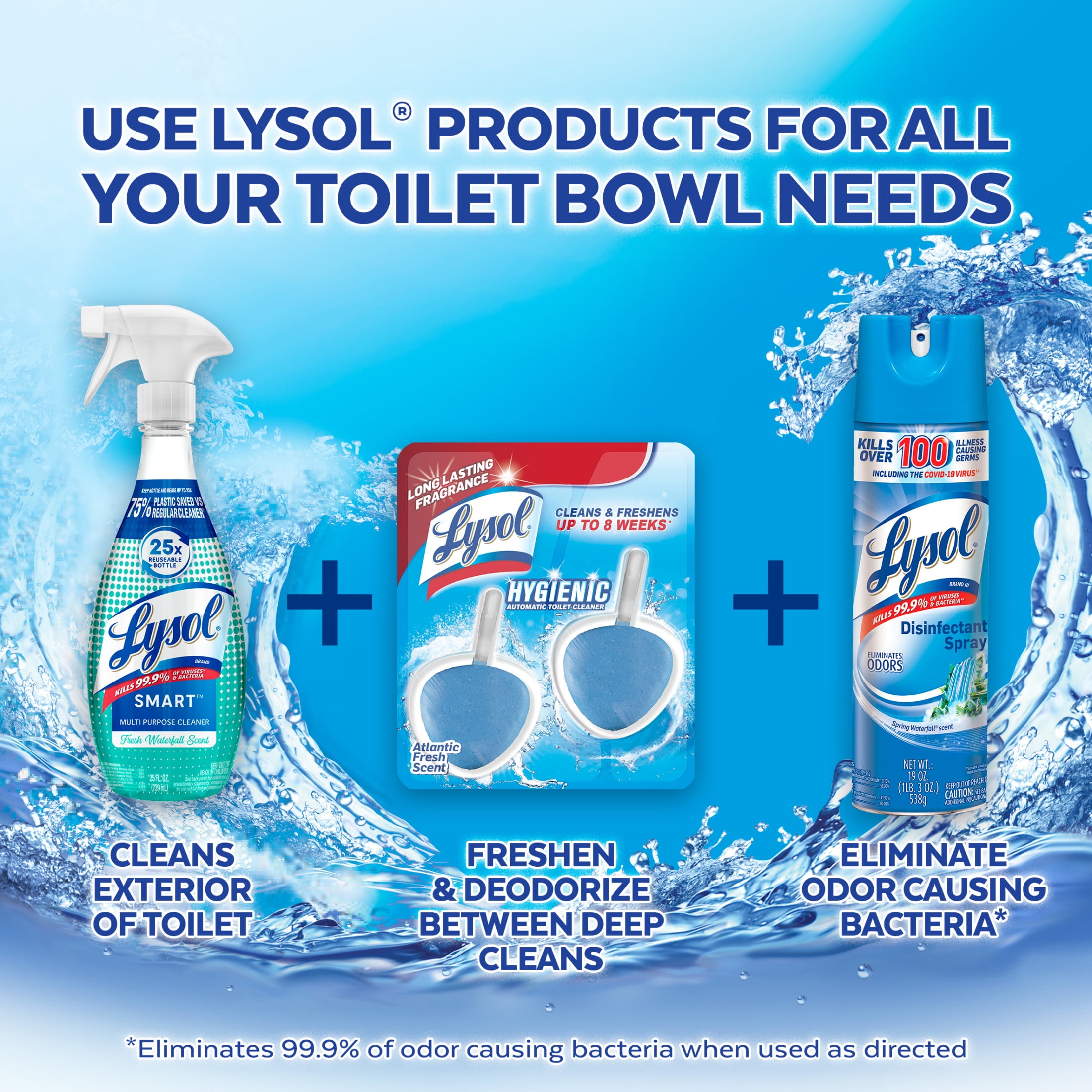 Lysol Automatic Toilet Bowl Cleaner, Long-lasting Freshness and Odor Protection (Atlantic Fresh Scent, 2 Count) nda6g