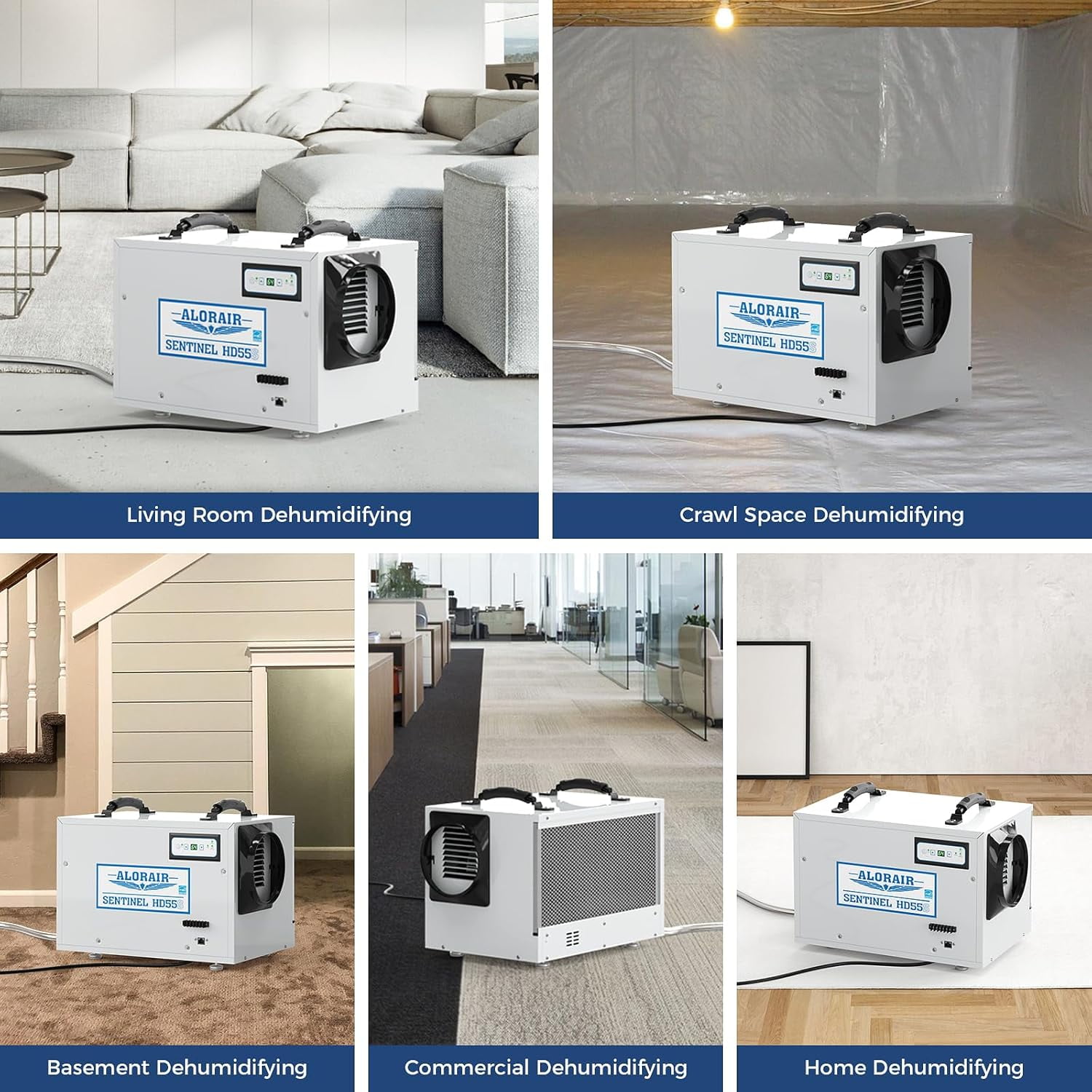 AlorAir Crawl Space Dehumidifier, 120 PPD Energy Star Commercial Basement Dehumidifier with Wi-Fi App Control (White, 19.2 x 12.2 x 13.3 in) eh1m1