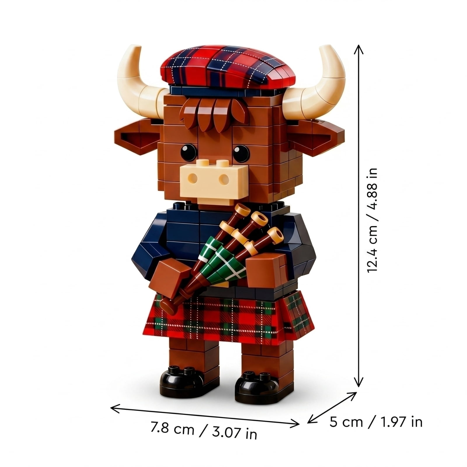 YGUO Highland Cow Building Blocks Set, Creative Scottish Animal Brick Model for Home Office Decor (241 Pieces, 4.8 in Height) lo5y0