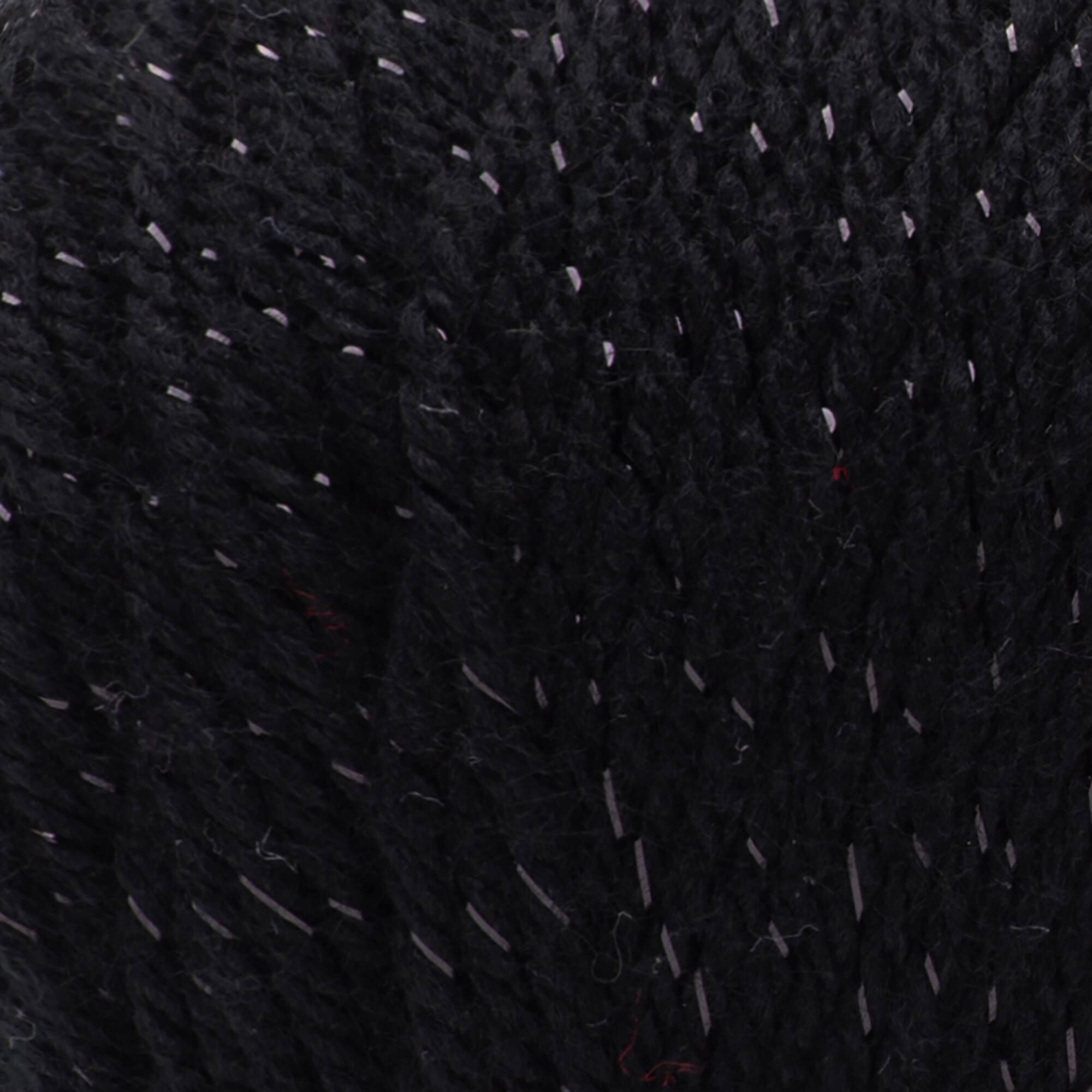 Red Heart Super Saver Metallic Medium Weight Acrylic Yarn (Black, 5 oz) 3fduq