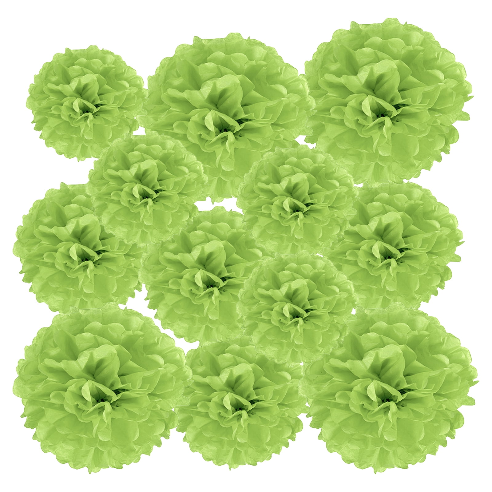 Uxcell Tissue Paper Pom Poms Flower Balls for Party Backdrop Decoration (Lime Green, 12 Pack) r2vpg
