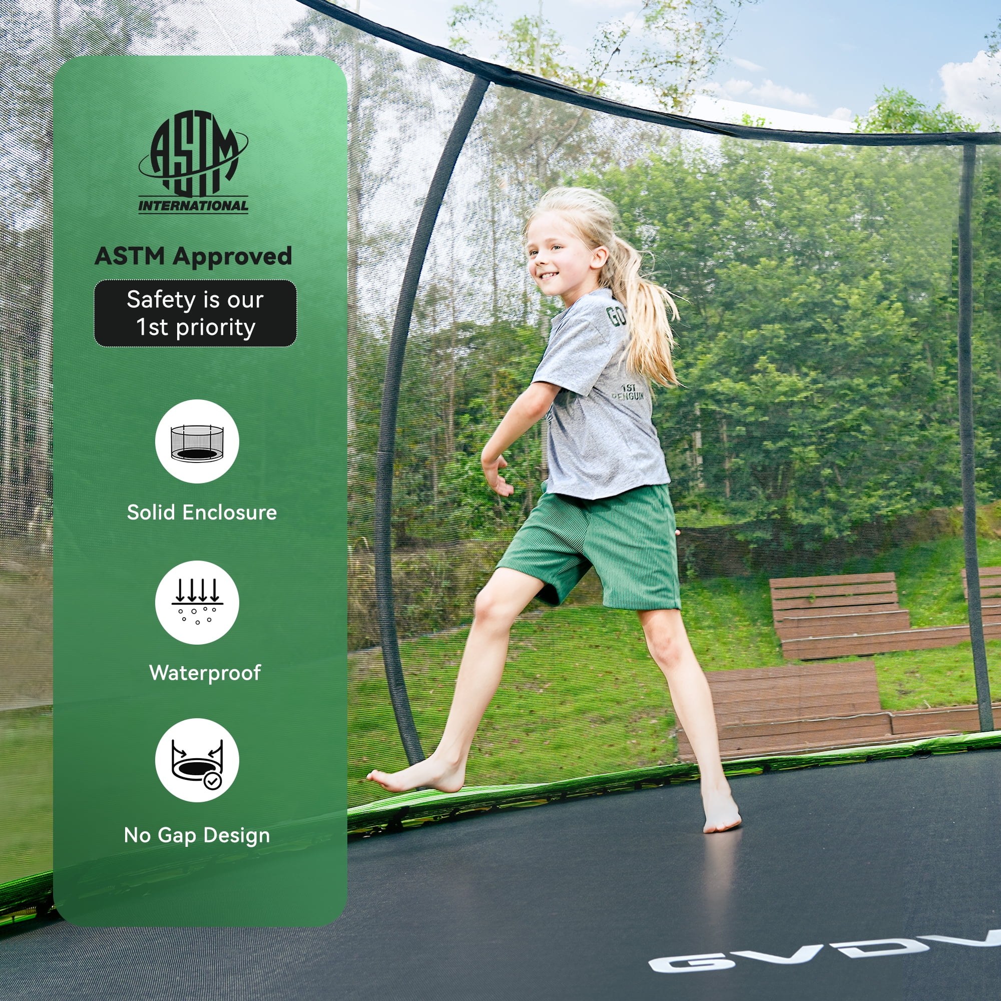 GVDV Outdoor Recreational Trampoline with Safety Enclosure and Ladder (10 ft) lhtvd