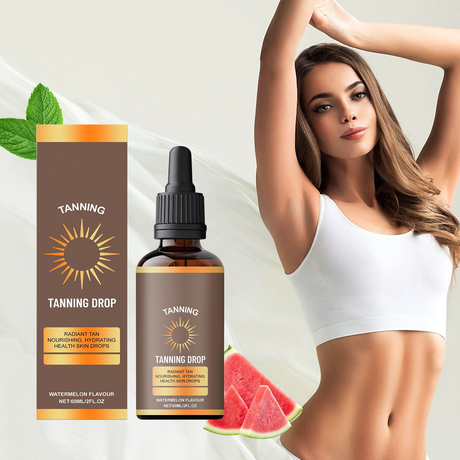 Viwoeim Watermelon Self Tanning Drops, Natural Bronzed Glow Face and Body Tanning Solution (2 oz) 9mxyv