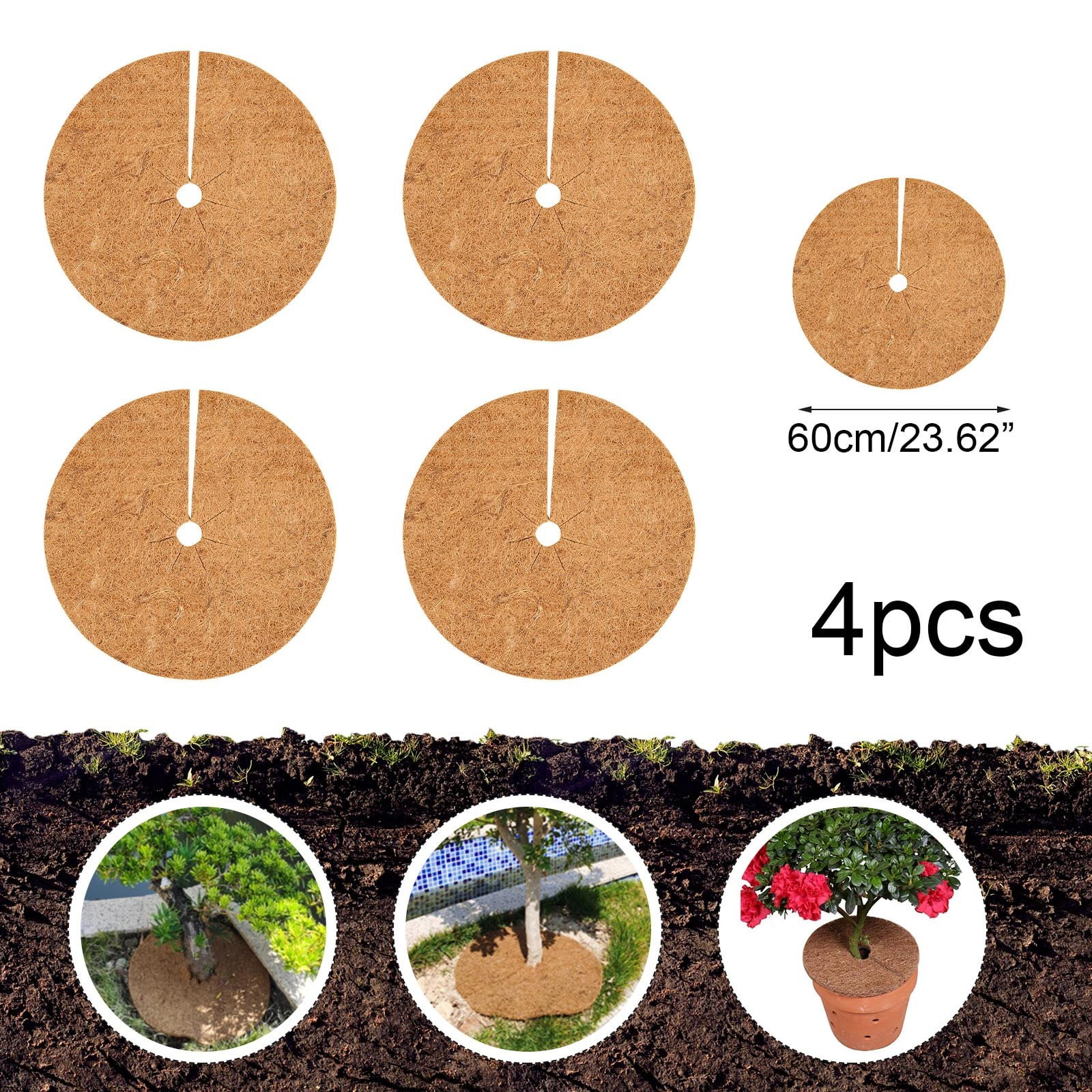 CaraMart Coconut Fiber Mulch Tree Rings for Winter Plant Protection (Natural, 15.75 in) 6wbip