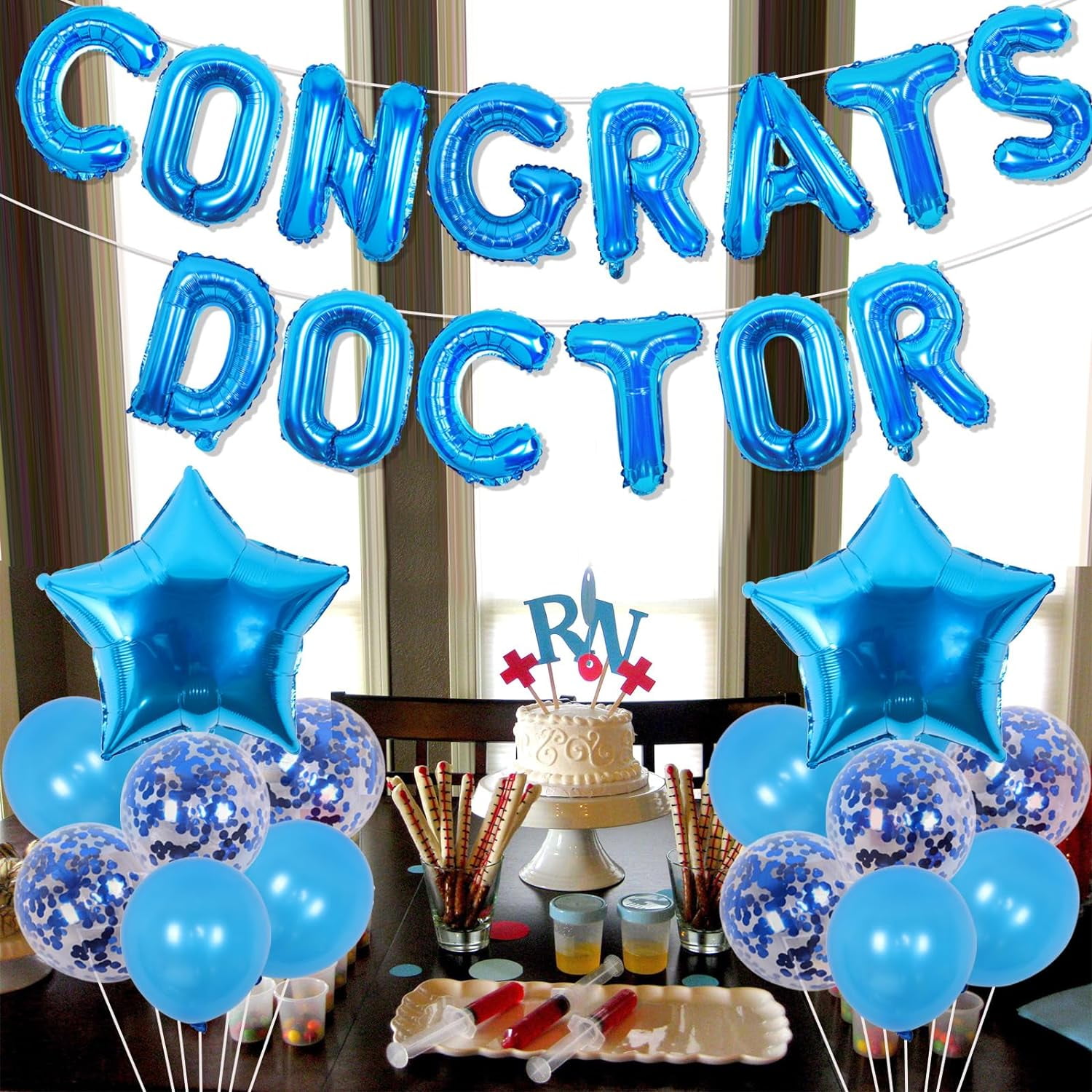 Cheereveal Medical School Graduation Party Decorations Set (Blue, 17-Piece Set) 09lmt