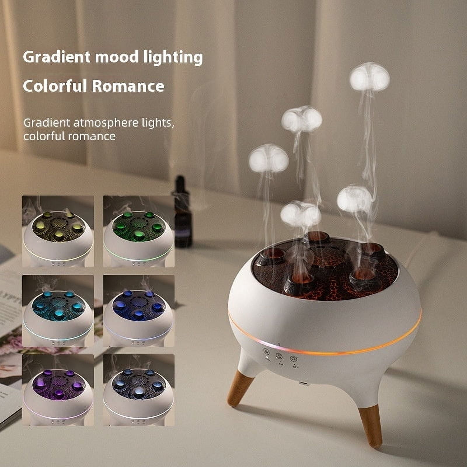 DIPHORIA Intelligent Jellyfish Ultrasonic Air Humidifier and Aroma Diffuser with Remote Control (White, 16 fl oz) ymbwo