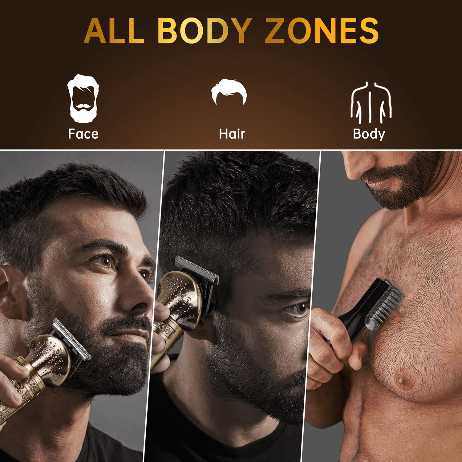 Cshidworld 6-in-1 Beard Trimmer and Hair Clipper Grooming Kit (Gold, 1 Kit) vr0km