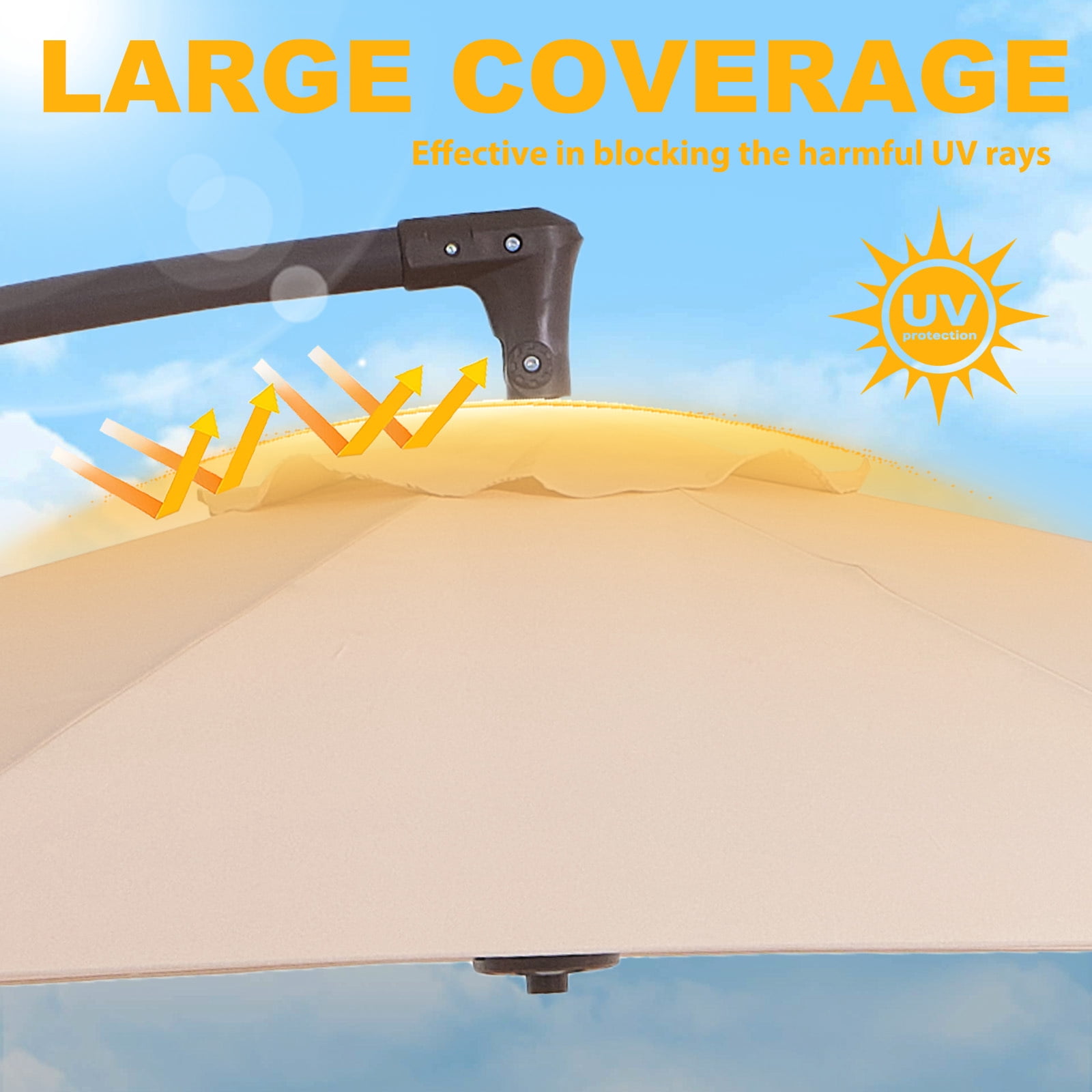 FUNDAZE 10ft Patio Umbrella, Hanging Cantilever Offset Outdoor Umbrella with Adjustable Tilt (Beige, 10 ft) 2inkq