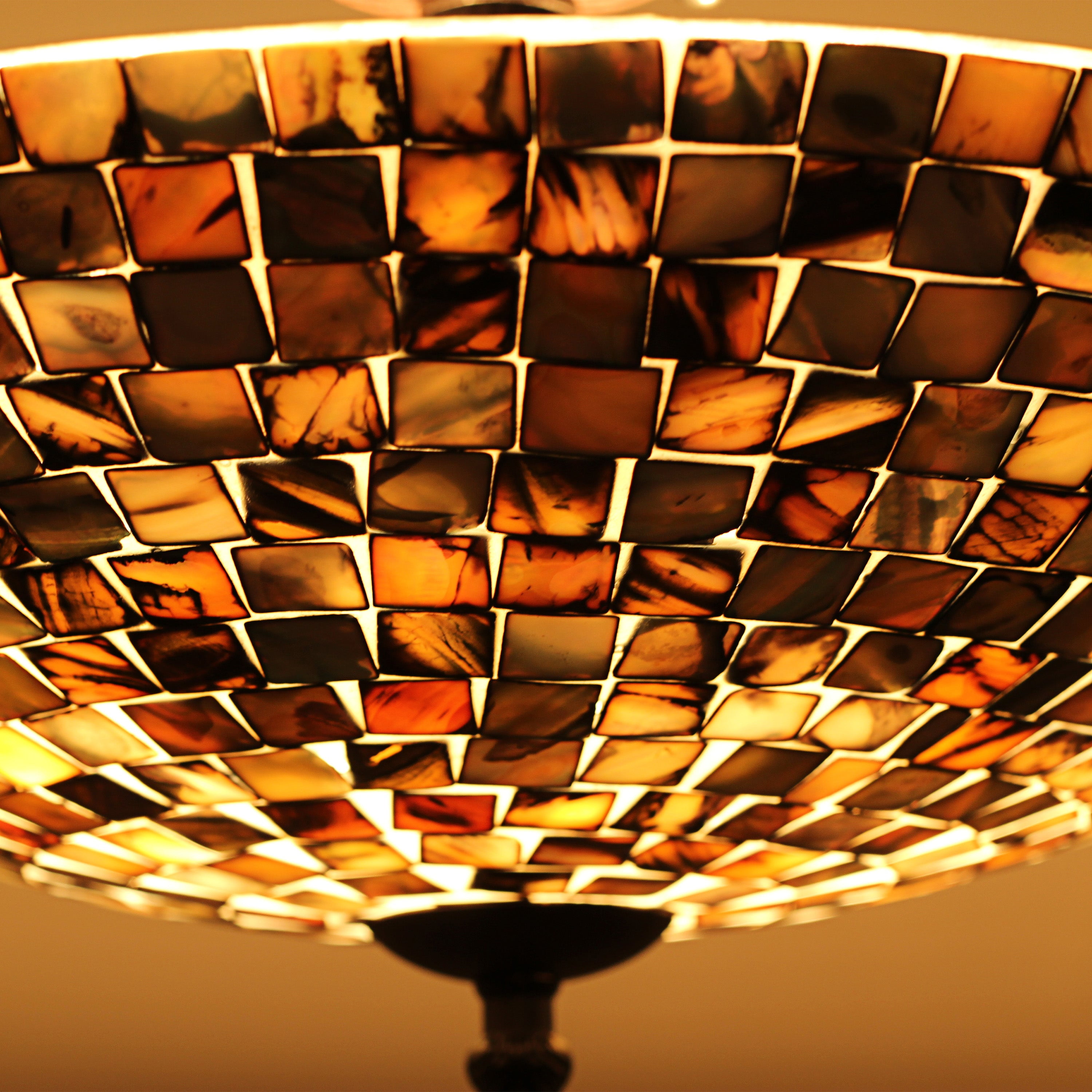 Radiance Goods Mosaic-Style Semi-Flush Ceiling Fixture, Decorative Seashell Accent Lighting (16 in Wide) vqa9r