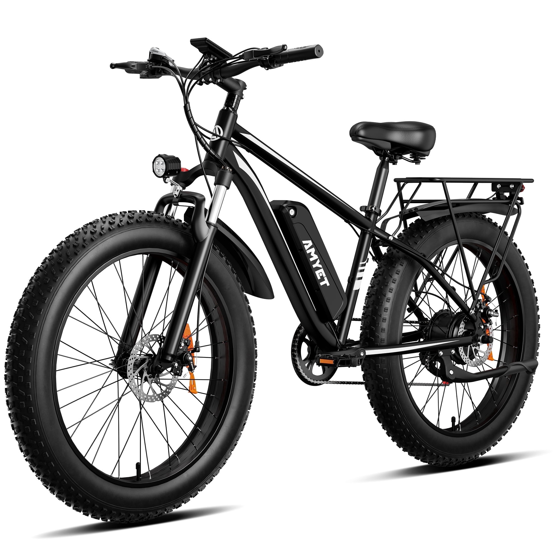 AMYET EB26 Electric Mountain Bike, 1500W Peak Motor, 26 in Fat Tire Ebike, 48V 15Ah Battery (Black, 26 in) pzb74