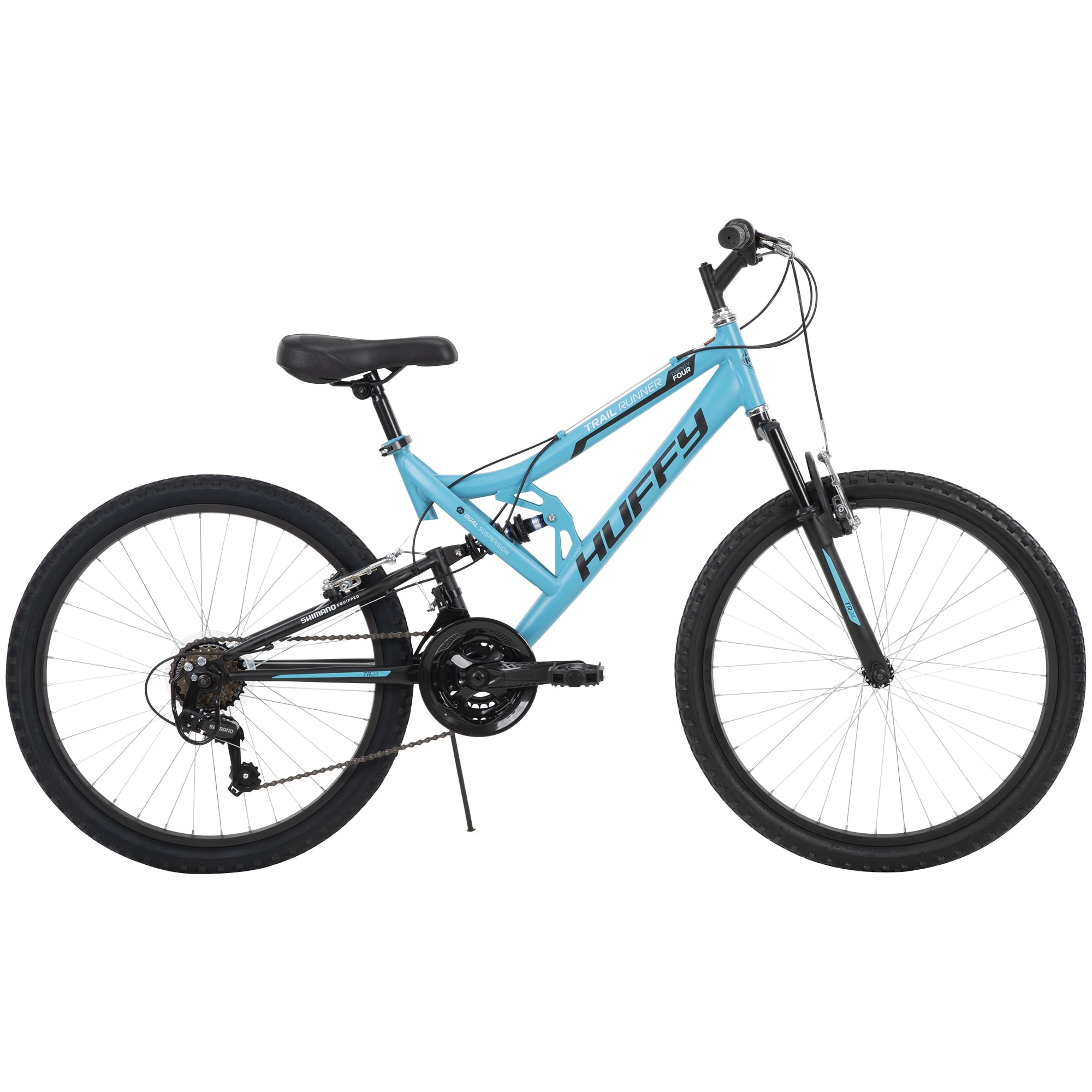 Huffy 24 in Trail Runner Mountain Bike, Dual Suspension, All-Terrain, Women's Adult (Teal, 24 in) ur64d