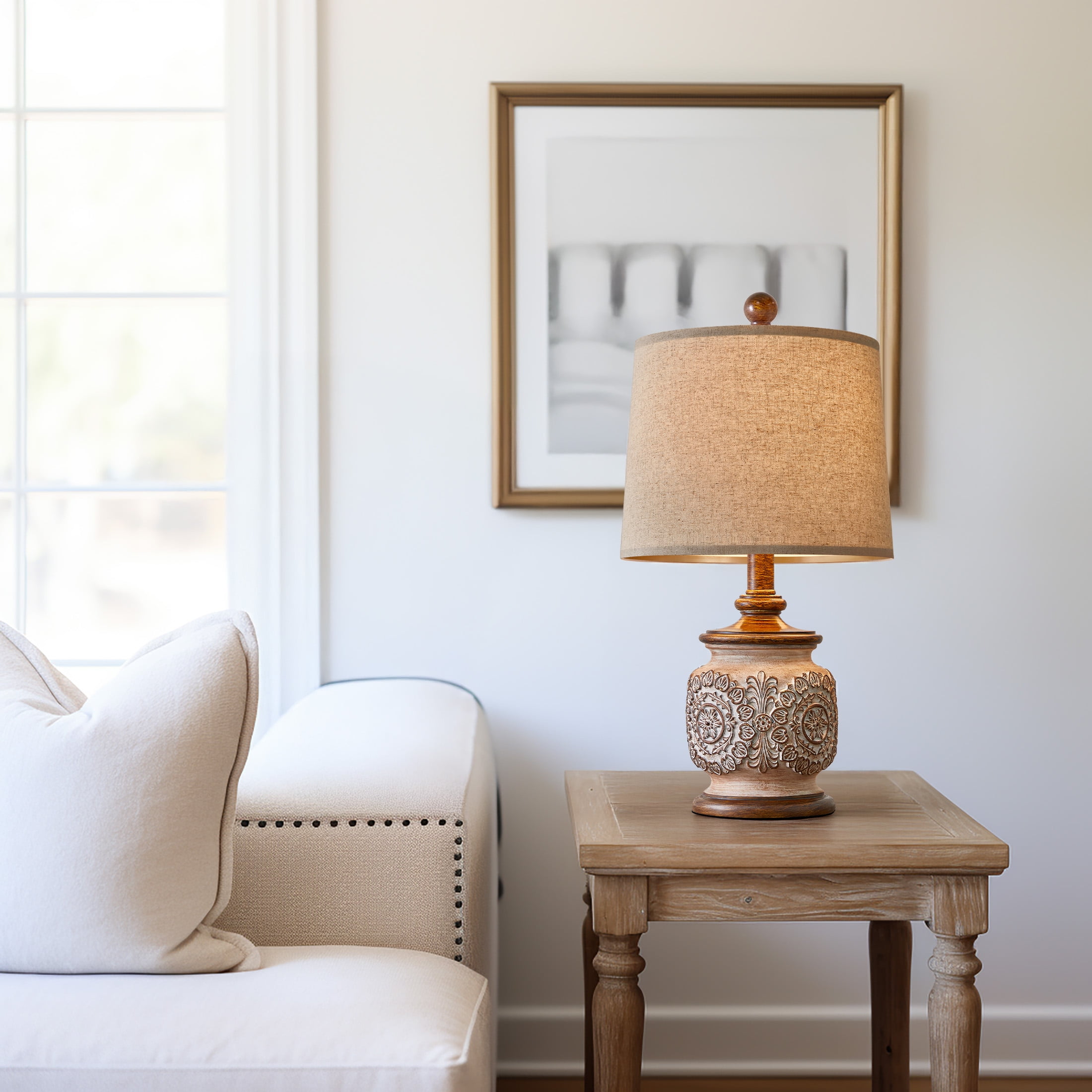 Oneach Vintage Farmhouse Table Lamps (Set of 2, Brown, 18.75 in) hics4