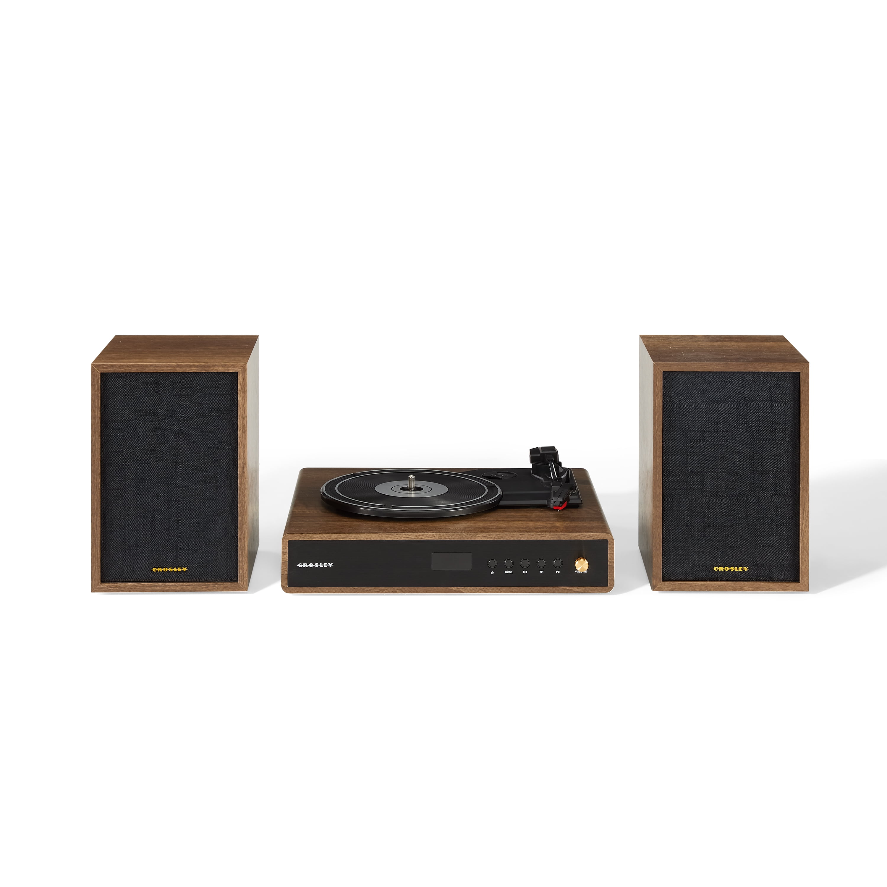 Crosley Alto Vinyl Record Player with Stereo Speakers and Wireless Bluetooth (Brown, 13.5 in x 12.25 in x 4.25 in) ly5wy