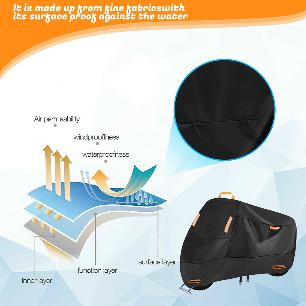 Kepeak Motorcycle Cover Heavy Duty All Weather Outdoor Protection (Black, 96 in) 58k84