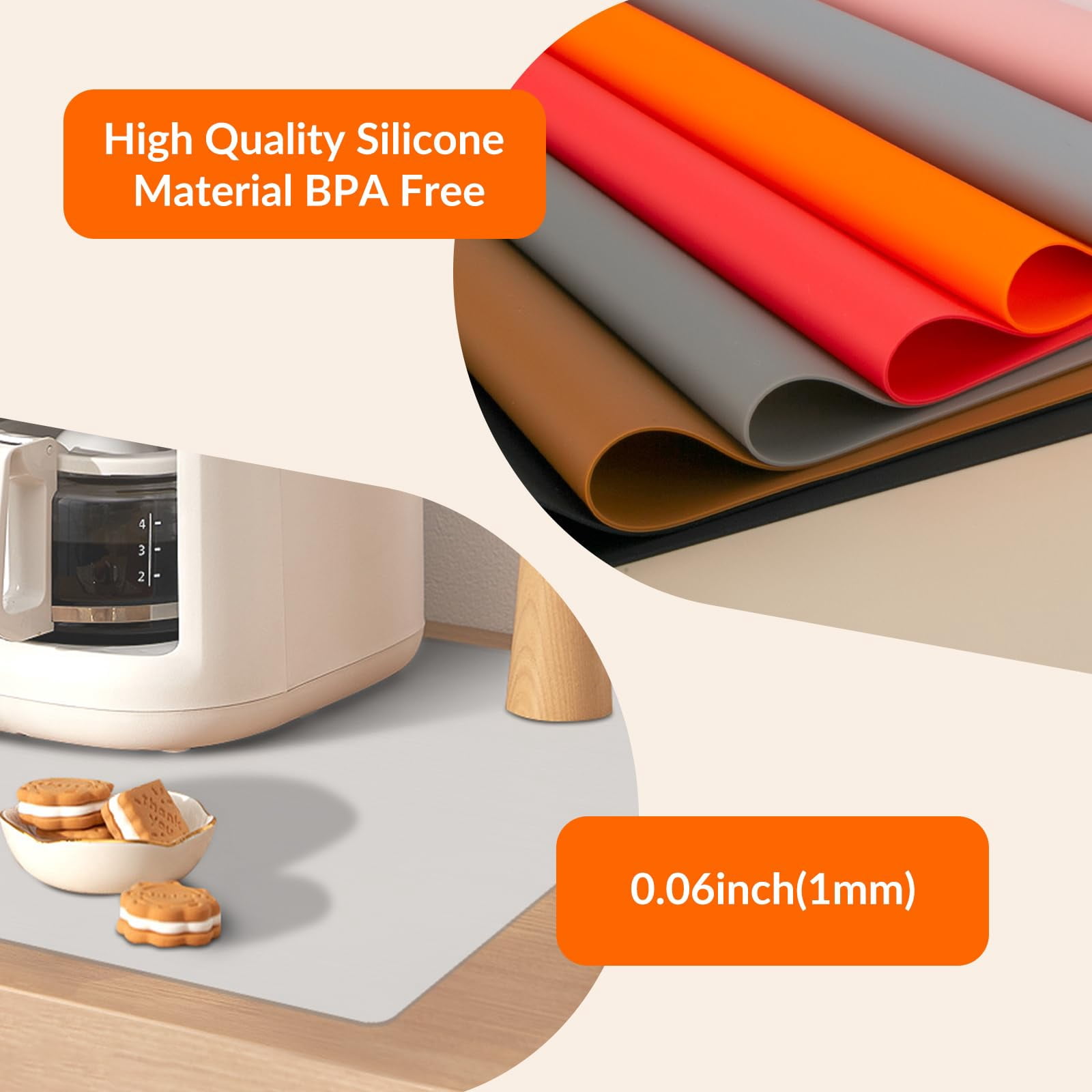 GOLDEER Silicone Countertop Protector Mat, Heat Resistant Kitchen Surface Pad (Clear, 23.6 in x 15.7 in) oqwur