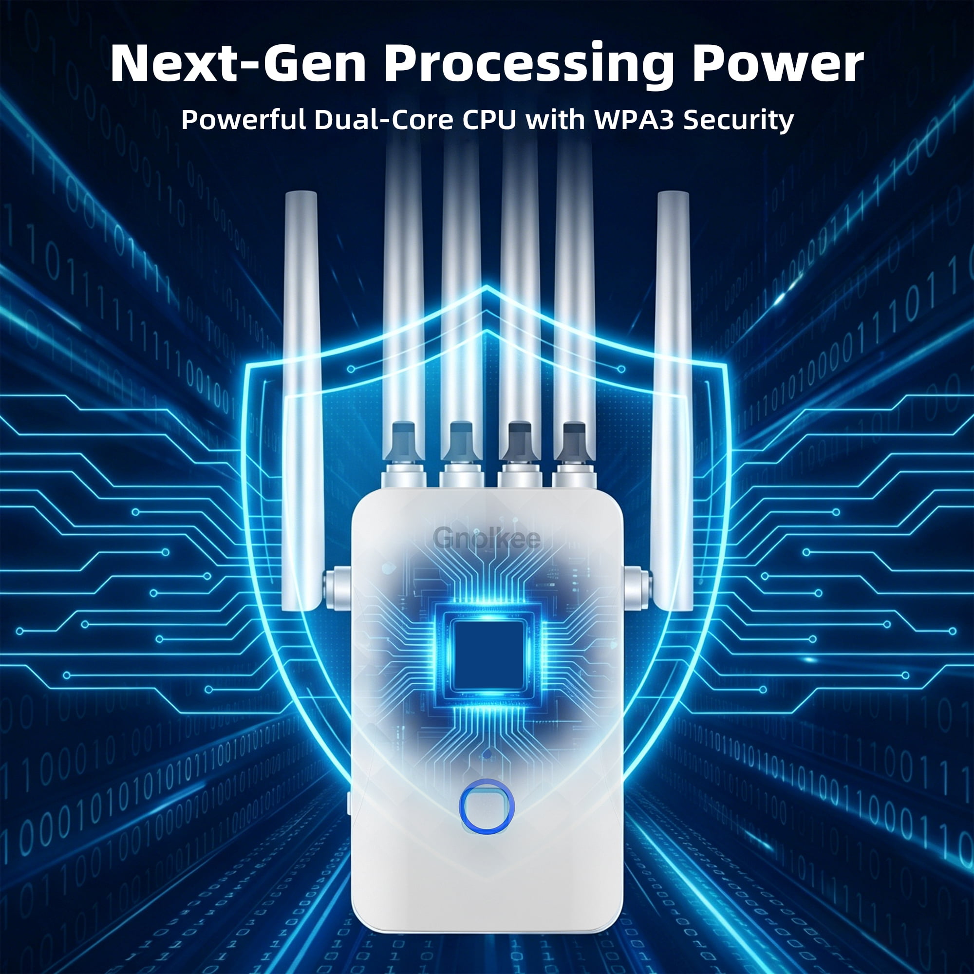 Gonlkee AC1800 WiFi Range Extender Signal Booster, Dual-Band Wireless Internet Repeater with Ethernet Port (White) ruefm