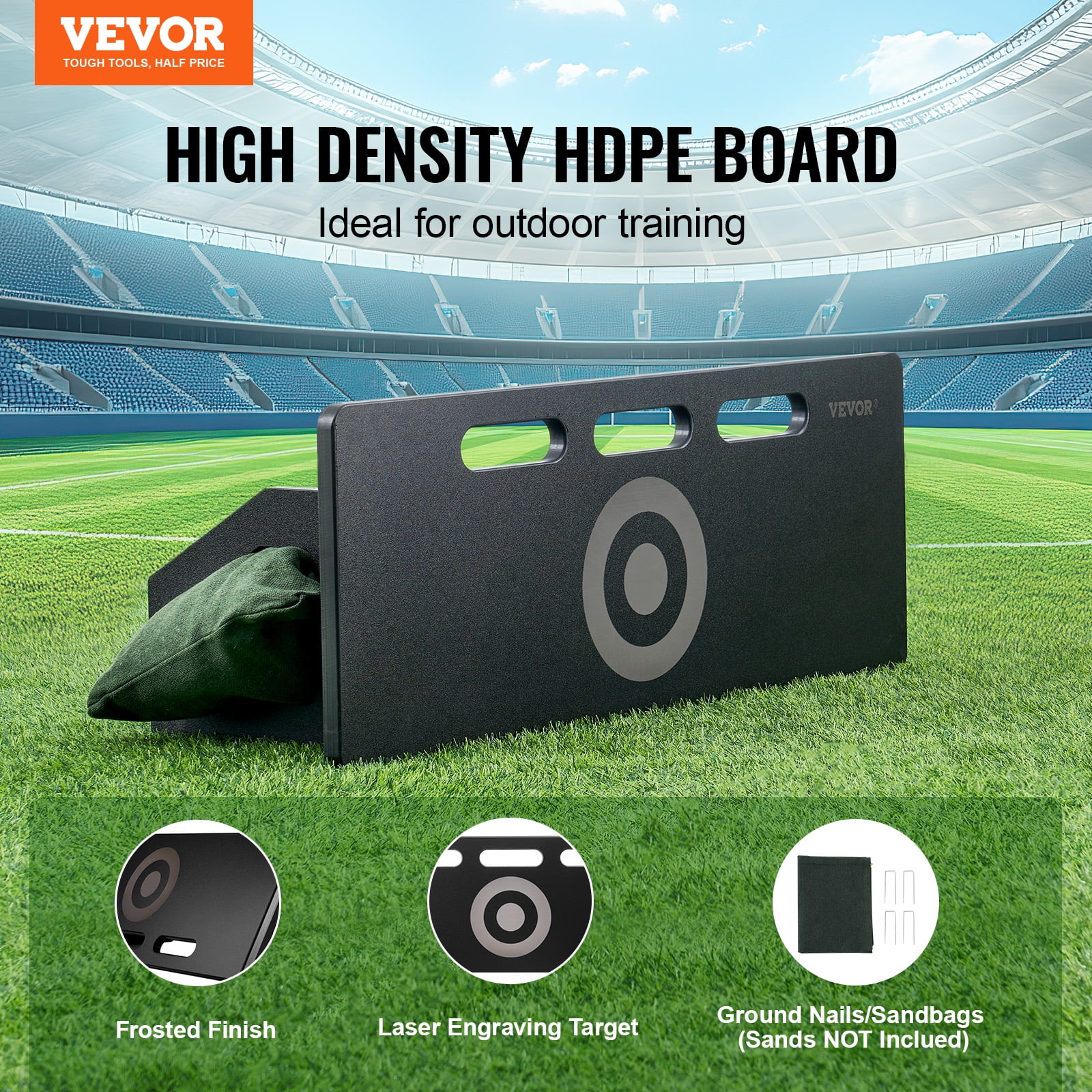 VEVOR Soccer Rebounder Board, Portable Soccer Training Wall for Passing and Shooting Practice, Foldable HDPE Kickback Board (Black, 32 in x 12 in) 0znxc