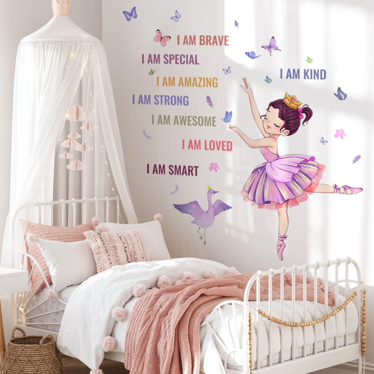 Phogary Ballet Girls Wall Decals Inspirational Princess Bedroom Decor (11.8 in x 35.4 in) hifnl