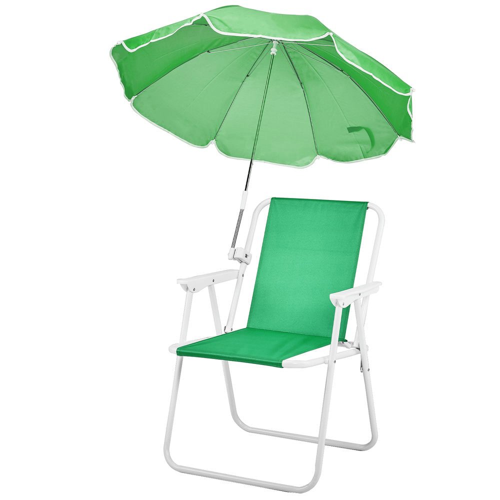 Resenkose Folding Beach Chair with Detachable Umbrella, Portable Outdoor Camping Seat (Green, 265 lb Capacity) bs21h