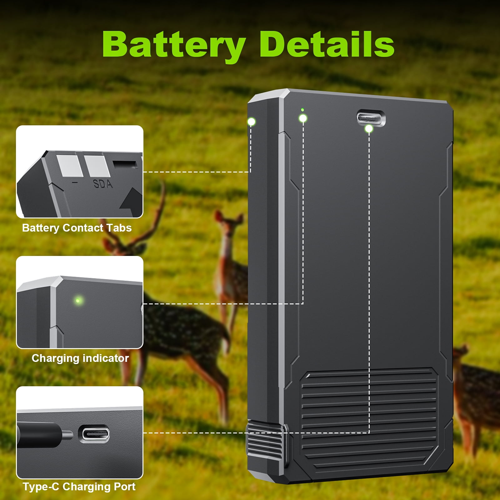 MADOT LIT-22 Rechargeable Battery Pack for SPYPOINT Flex Series Trail Cameras (7000mAh, 4 Pack) k8aby