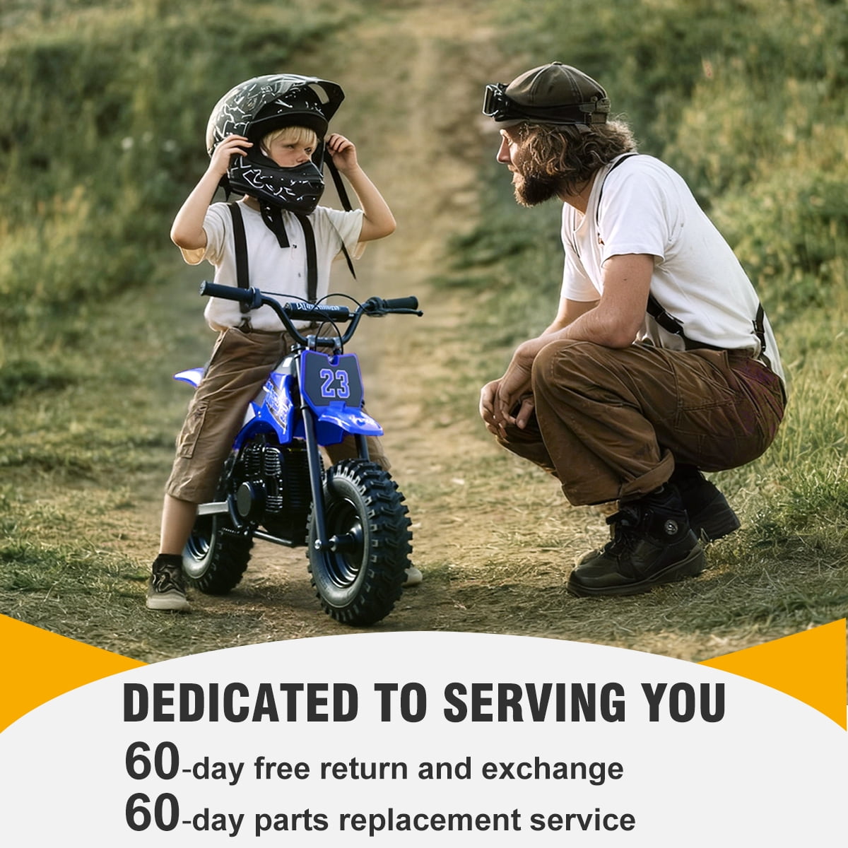 TOXOZERS Mini Pit Bike Gas-Powered Dirt Bike for Kids with 13 in Knobby Tires (Blue, 37 lb) n1b8i