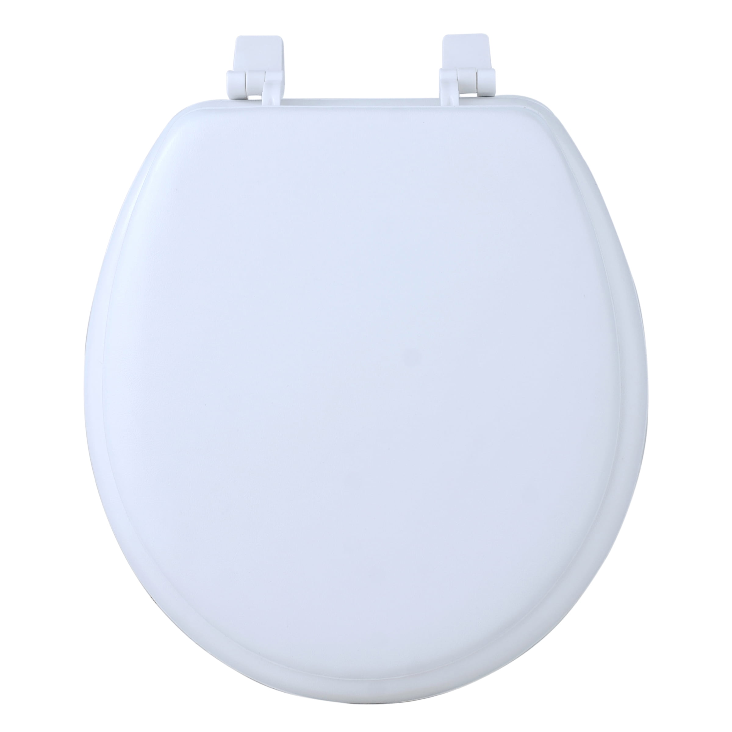 YfulYde Standard Vinyl Toilet Seat with Slow Close Hinges and Ergonomic Design (White, 17 in) 5sx6p