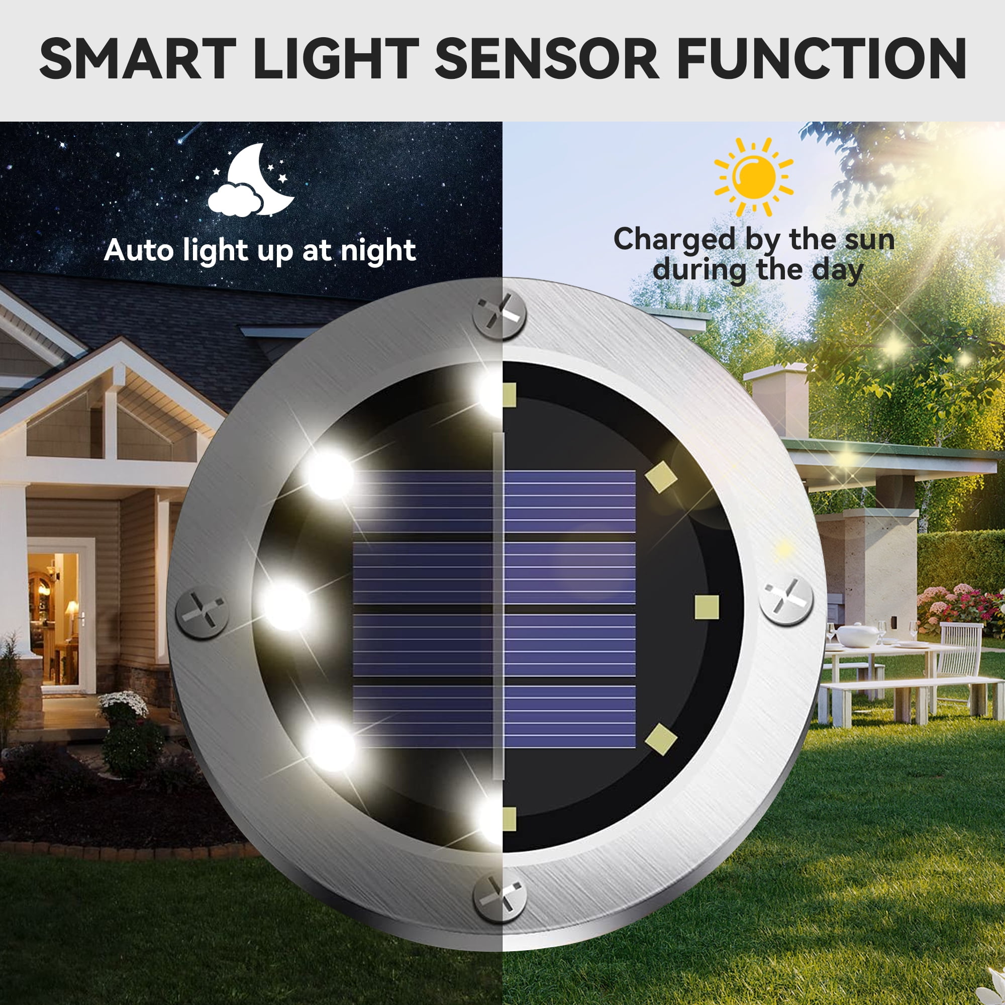 IJIL Solar Powered LED In-Ground Lights, Waterproof Outdoor Landscape Lighting for Garden Pathway and Patio (Black, 12 Pack) lzqit