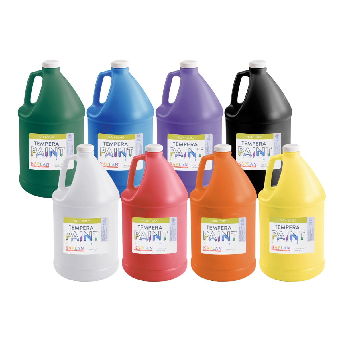Kaplan Early Learning Company Tempera Paint Set, Vibrant Assorted Colors (8 Gallons) 76ves