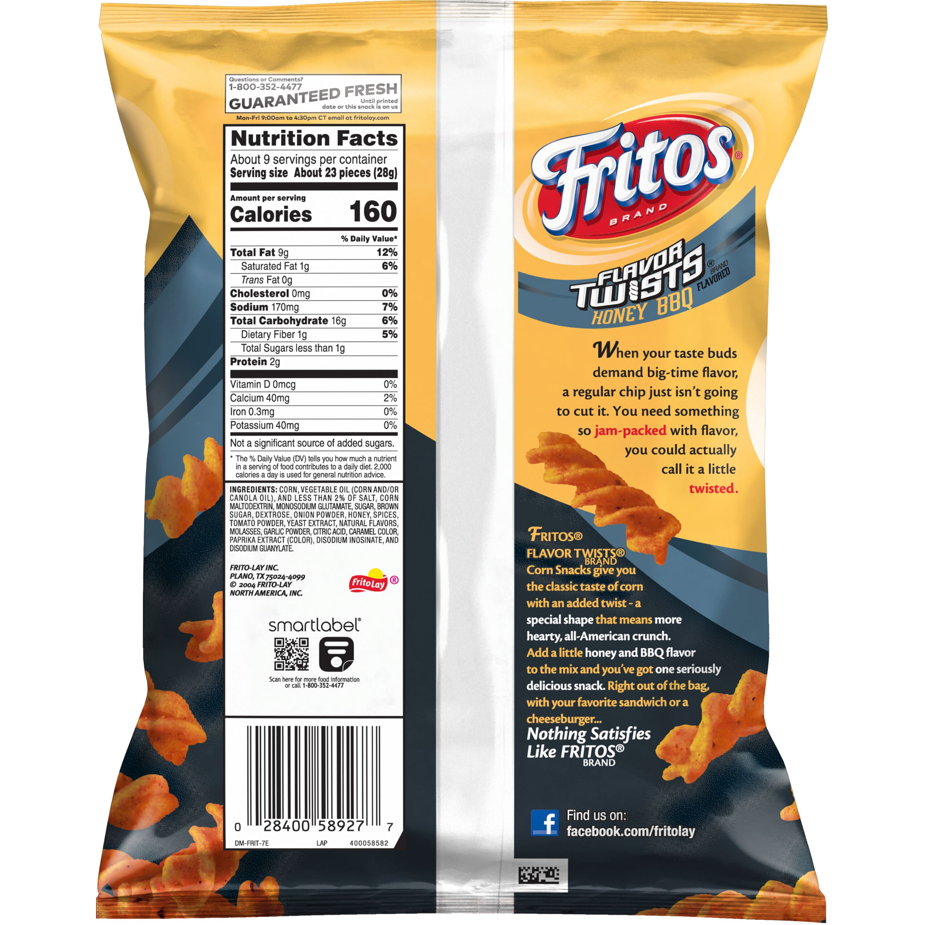 Fritos Flavor Twists Honey BBQ Corn Snacks (Sweet and Tangy, 9.25 oz) x4on8