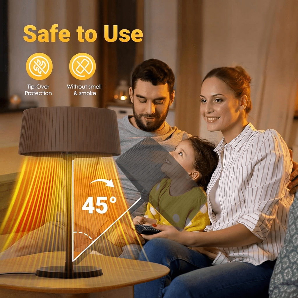 Advwin Electric Patio Heater, Infrared Tabletop Space Heater with Tip-Over Protection (Black, 1500W) 1rw5h