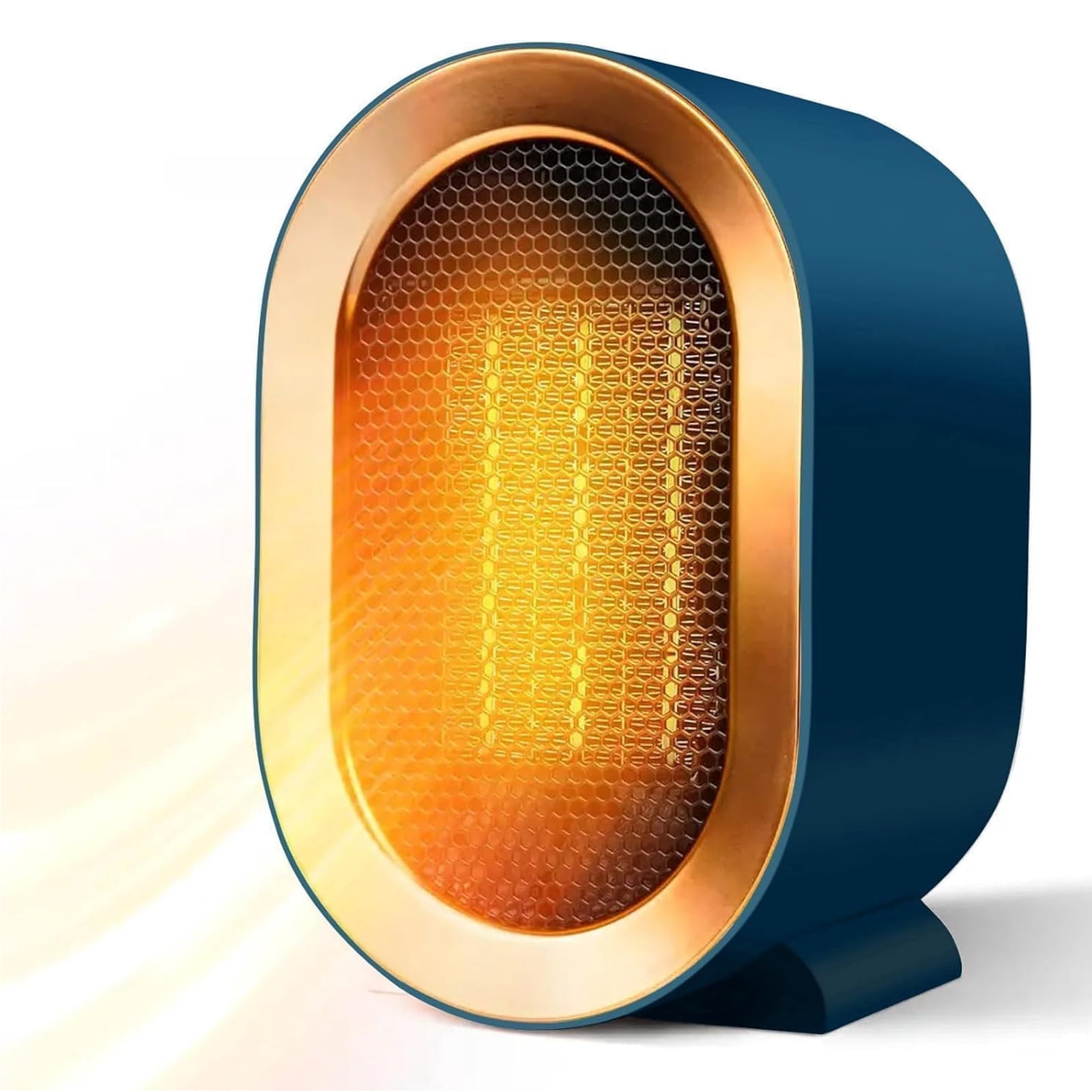 OhhGo Portable PTC Ceramic Space Heater for Indoor Use, Quiet Desktop Heater with Overheat & Tip-Over Protection (Blue, 1200W) u6jld