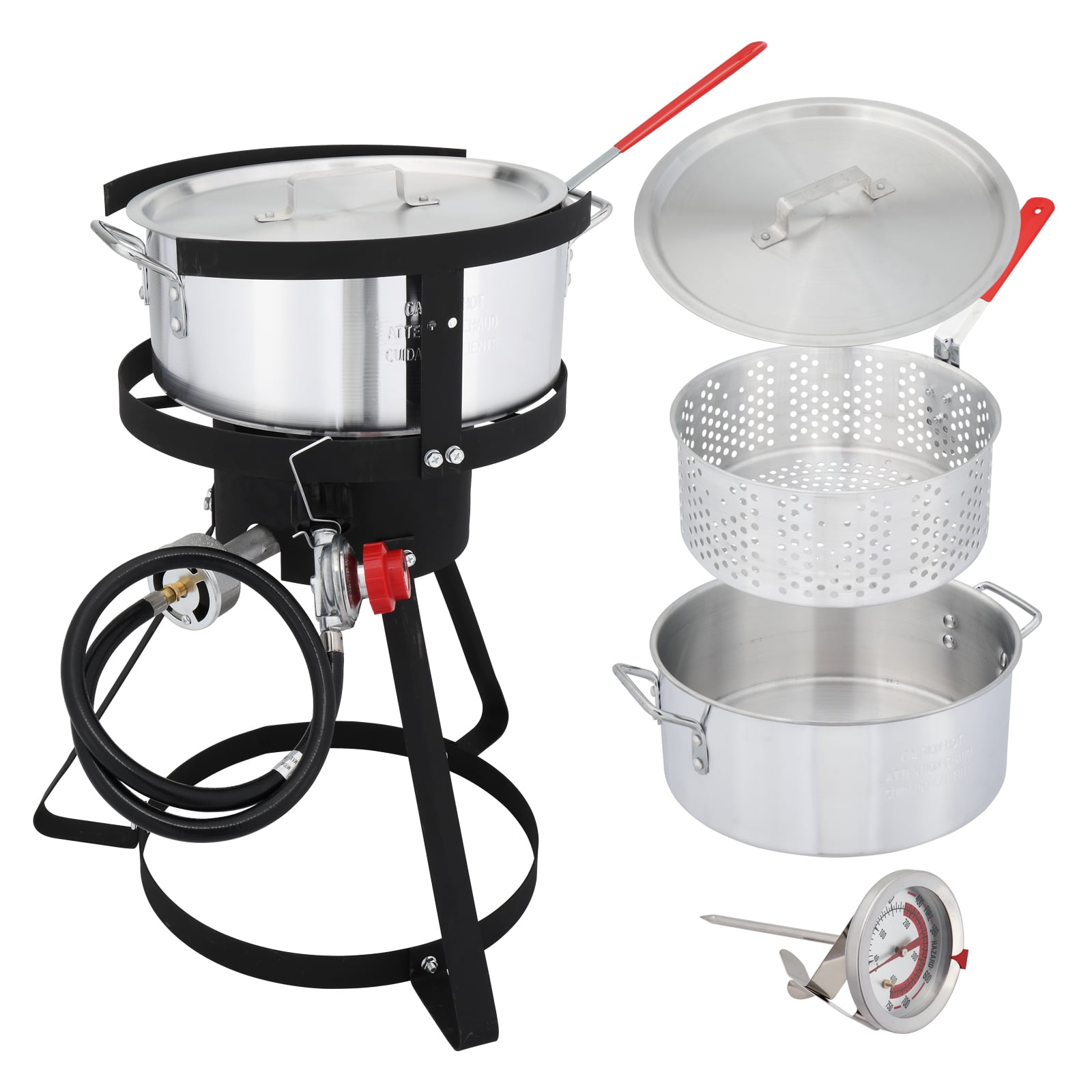 GoDecor Outdoor Propane Fryer Kit with Aluminum Pot and Thermometer (Silver, 10 qt) mclqc