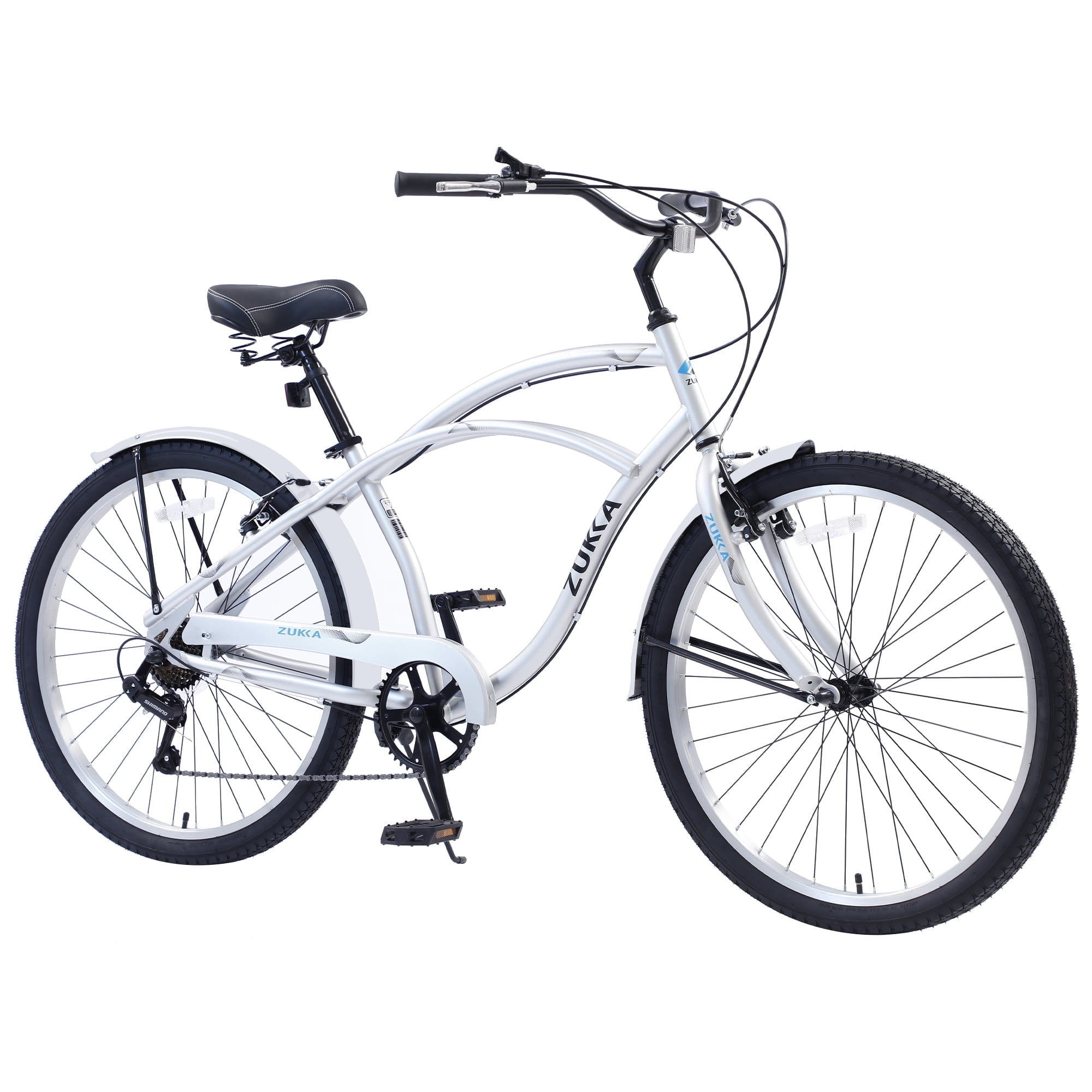 Babyfun Men's Beach Cruiser Bike 7-Speed Bicycle (Silver, 26 in) 94eds