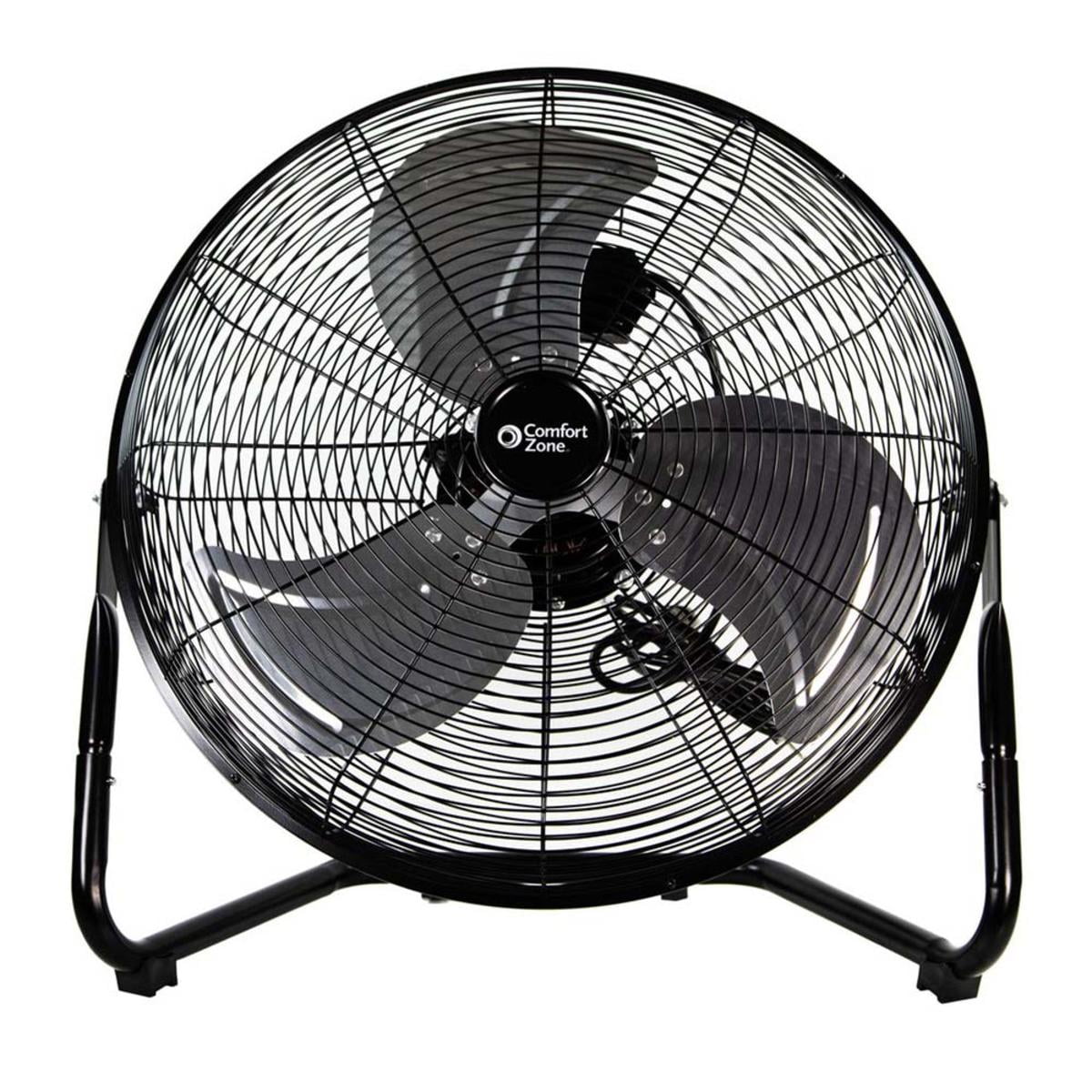 Comfort Zone 20 in High-Velocity 3-Speed Cradle Floor Fan with Adjustable Tilt (Black, 20 in) qteov