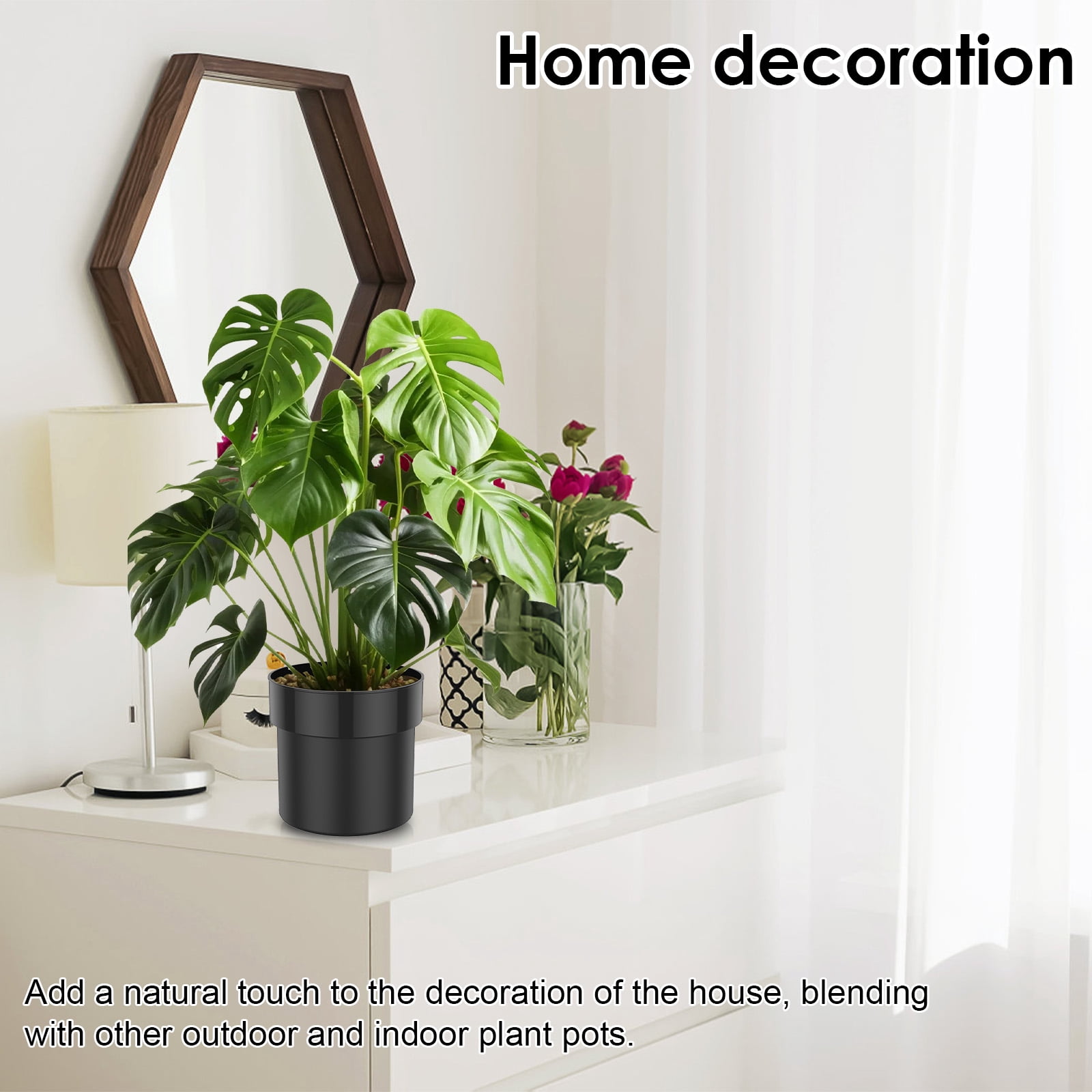 RZVNMKO Flower Pot Diversion Safe with Fireproof Money Bag and Lock (Black, 5.5 in Diameter) siffn