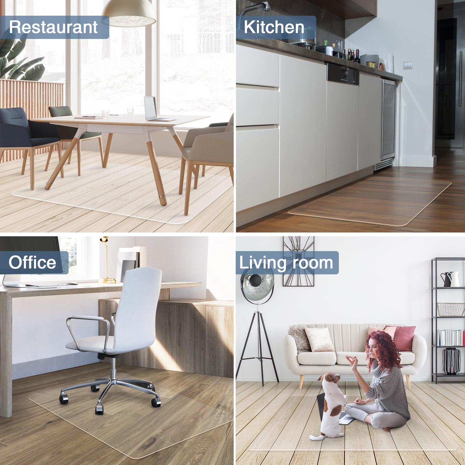 Hriiiiya Office Chair Mat for Hardwood Floors, Non-Slip Floor Protector for Desk Chairs (Clear, 36 in x 48 in) b0ywt