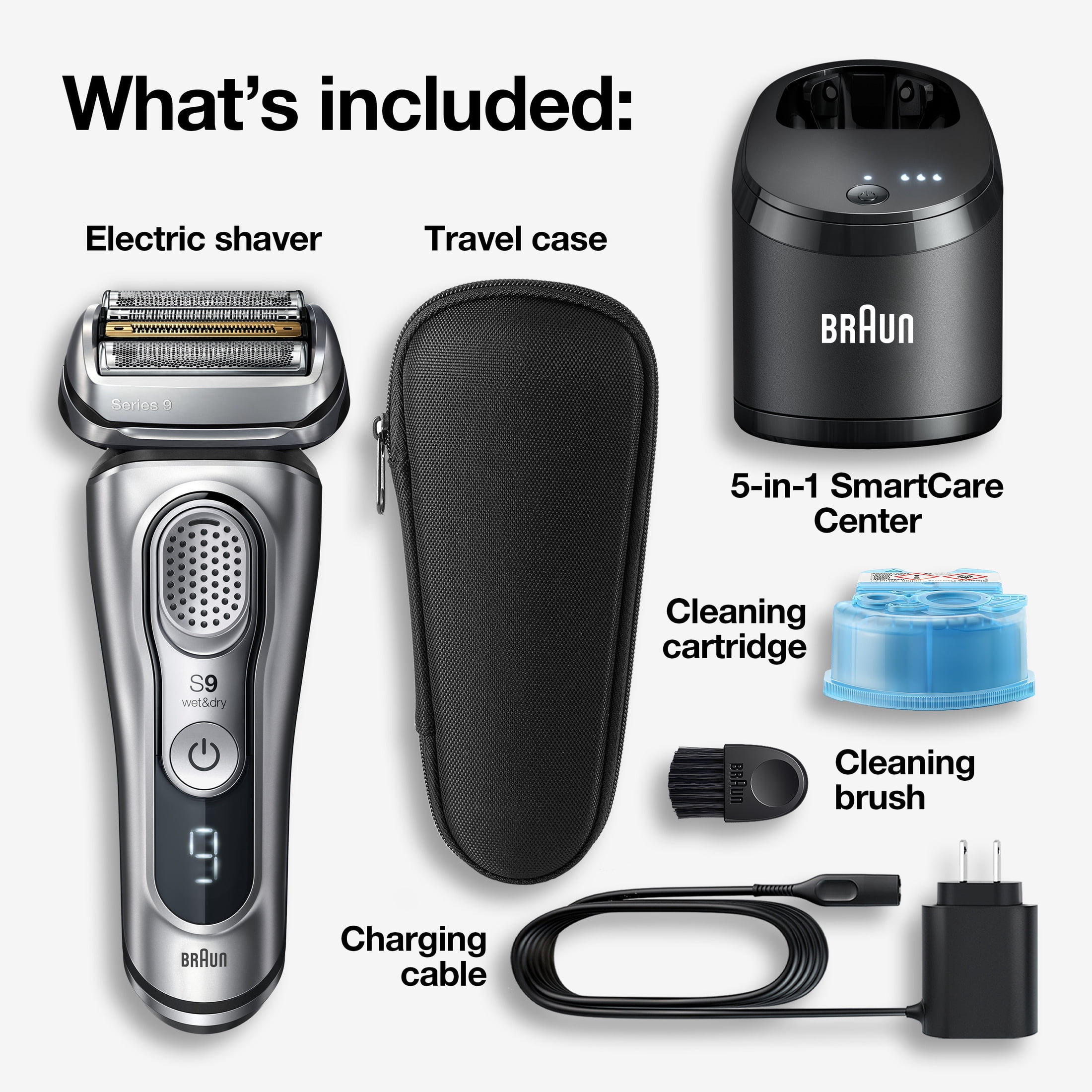 Braun Series 9 9370cc Electric Shaver for Men with Clean and Charge Station (Brown, 1 Count) pipkc