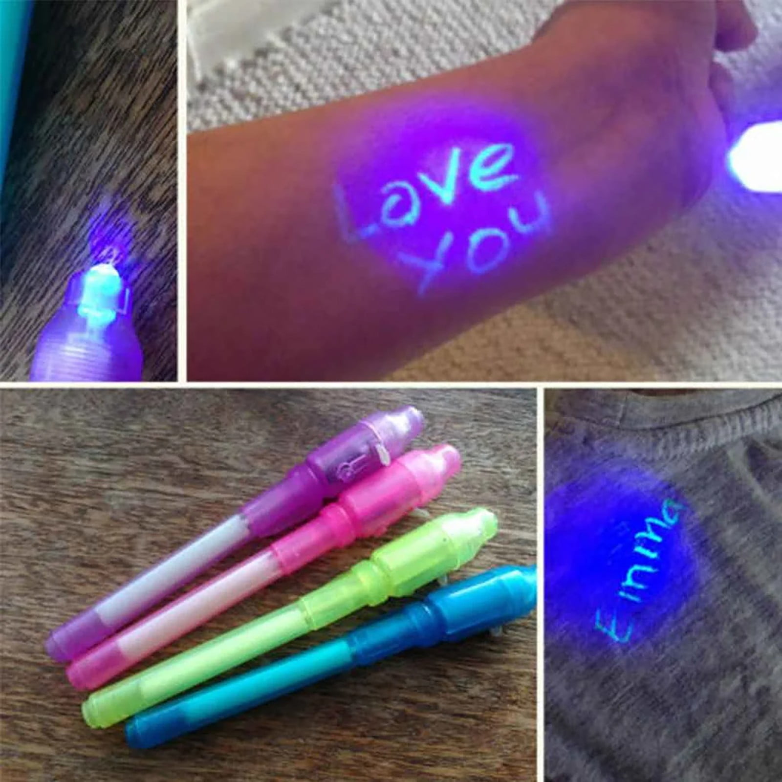 Meiiso Invisible Ink Pens with UV Light for Secret Messages and Spy Games (Pink, 4 Pack) deq9m