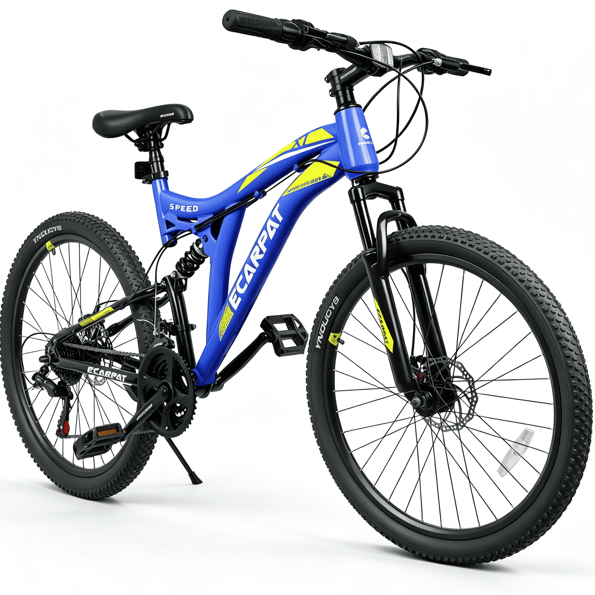 POVANLI 26 Inch Mountain Bike Dual Full Suspension Steel Frame 21-Speed Trail Commuter (Black, 26 in) t99sl