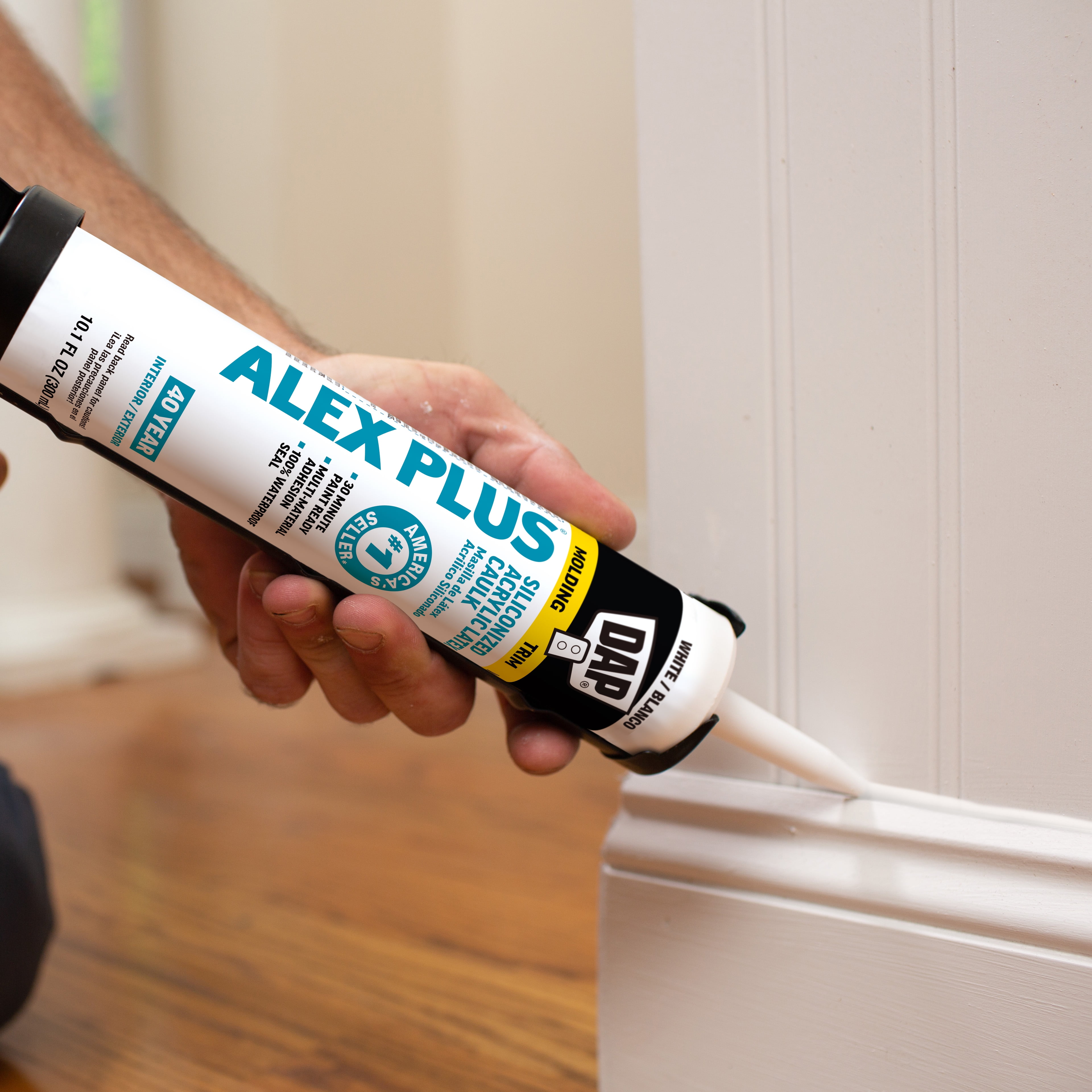 DAP Alex Plus All Purpose Acrylic Latex Caulk with Silicone (White, 10.1 oz) z000g