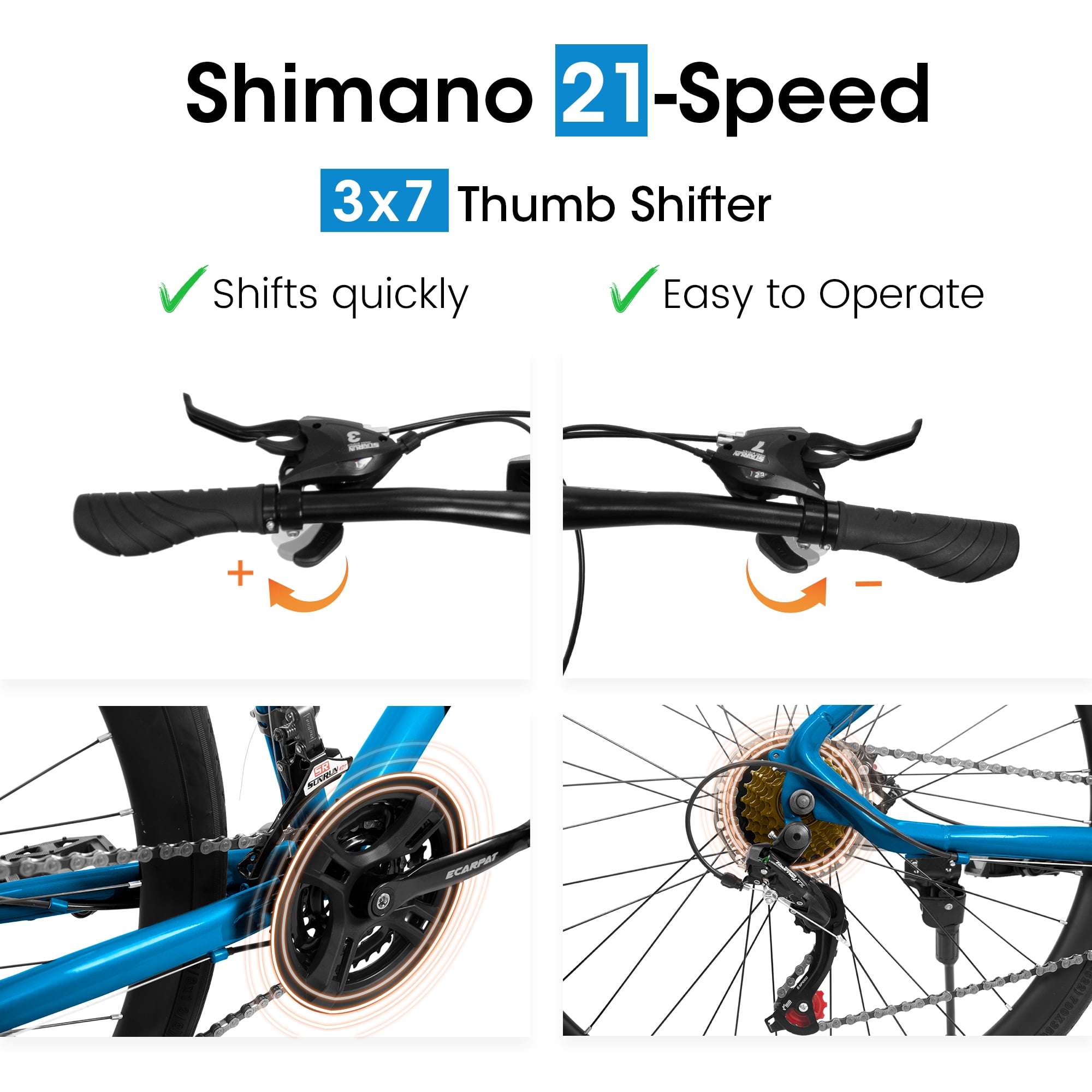 Coowa 700C Road Bike, 21-Speed Commuter Bicycle with Disc Brakes and Steel Frame (Black and Blue, 700 in) m2n4w