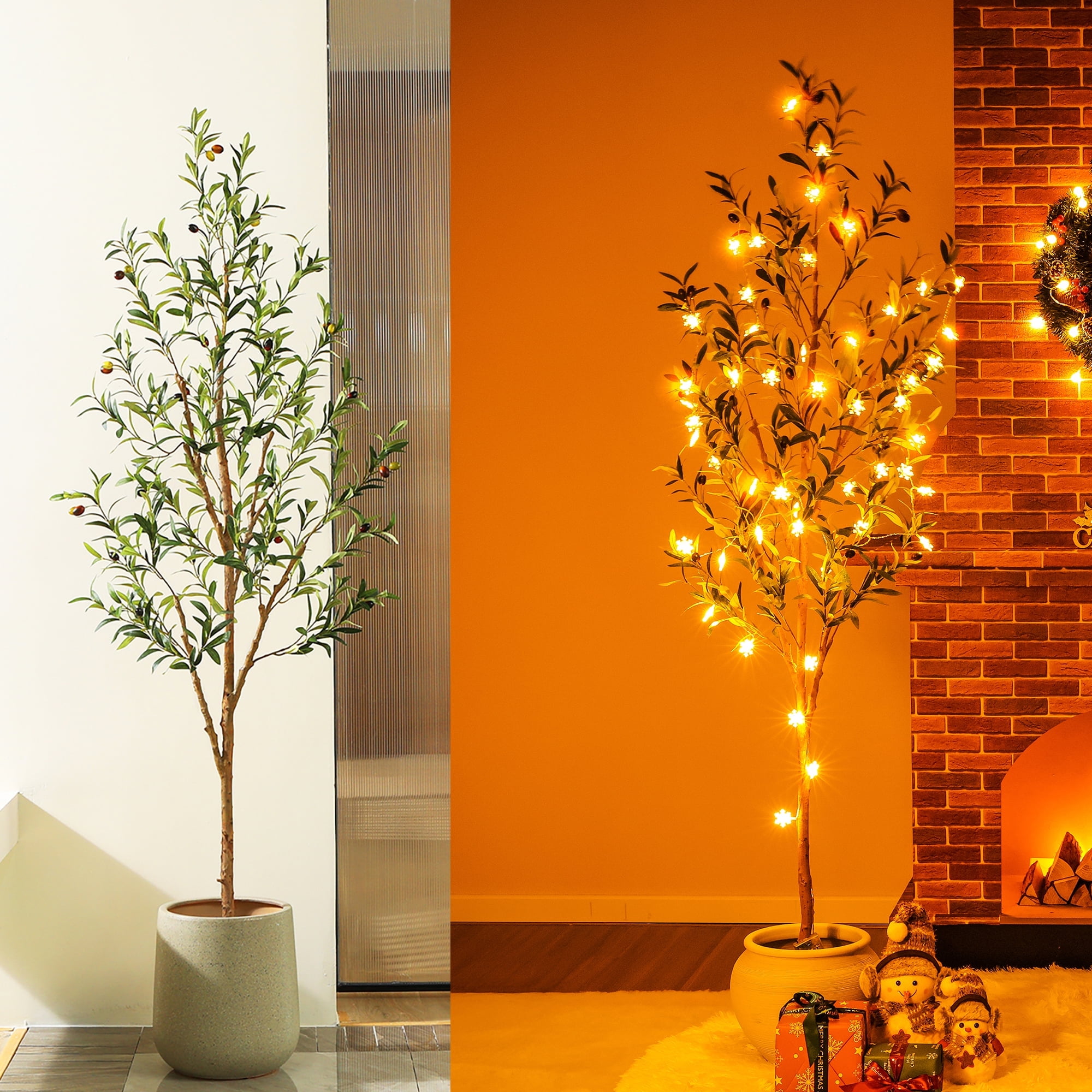 DR.Planzen Artificial Olive Tree, Lifelike Faux Plant with Natural Wood Trunk for Indoor Home Office Decor (6 ft) ww8bg