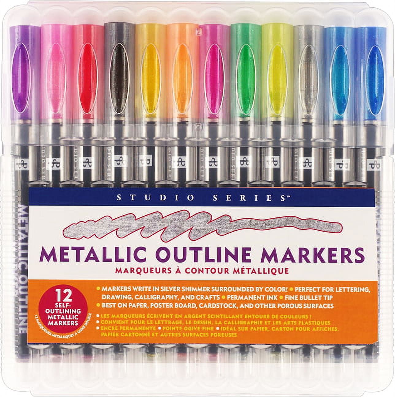 Peter Pauper Press Metallic Outline Markers (Black, 1 Pack) uwbhl